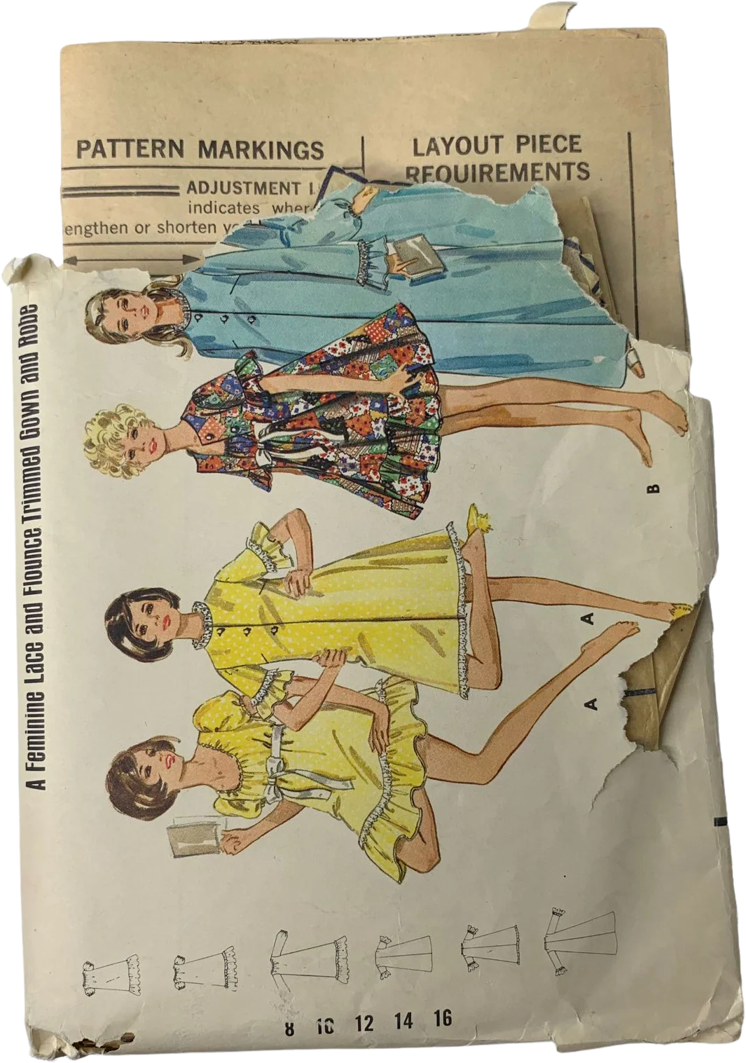 Vintage 5518 Pattern Misses 8-16 Robe Nightgown Two Lengths Sleeve Cut by Butterick