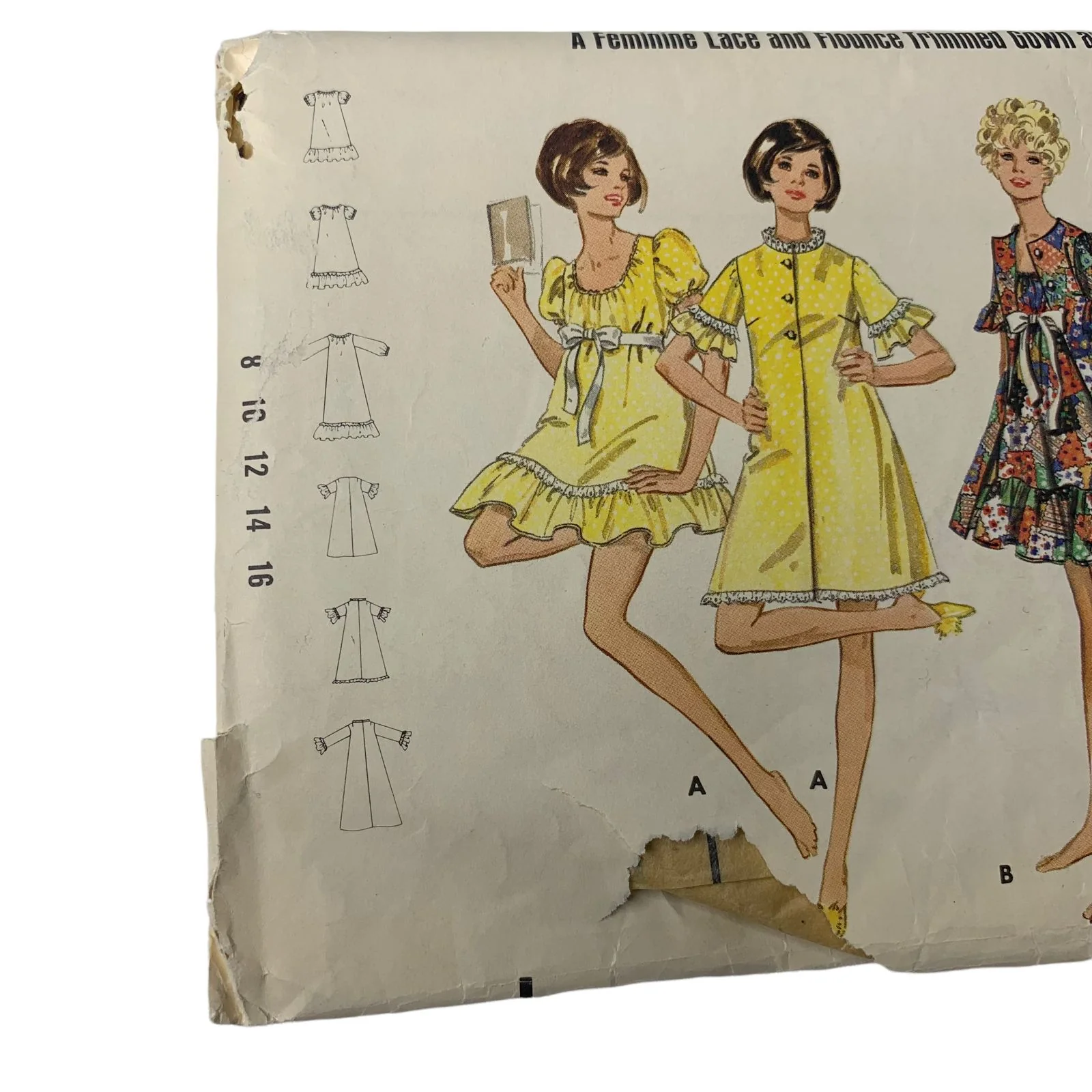 Vintage 5518 Pattern Misses 8-16 Robe Nightgown Two Lengths Sleeve Cut by Butterick - Image 2