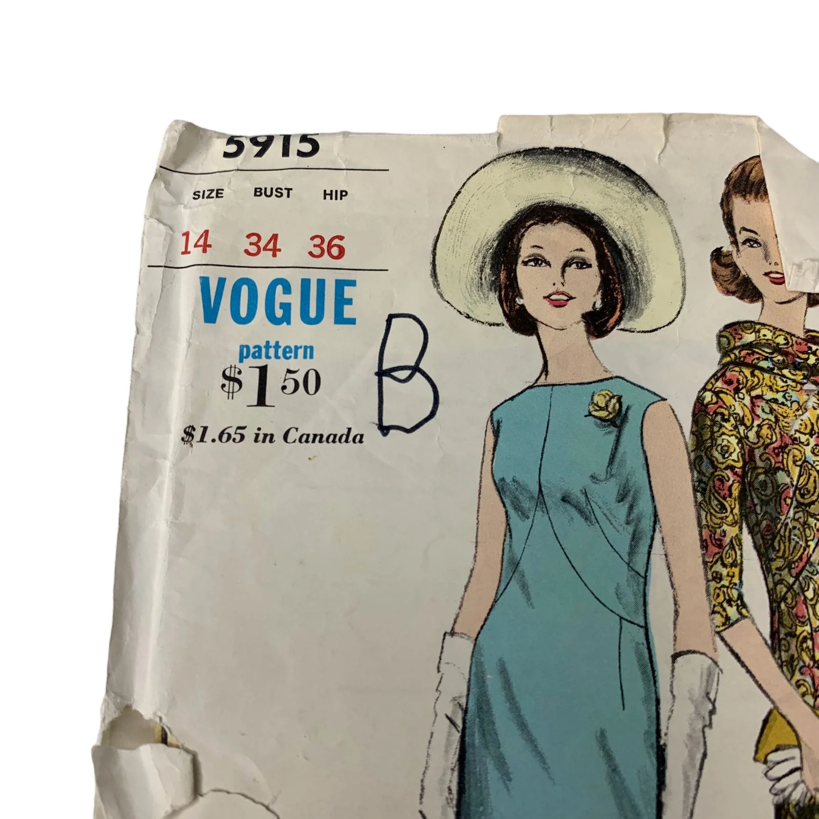 Vintage 5915 Pattern Misses 10-18 One Piece Sheath Dress Zip Scarf Cut by Vogue - Image 3