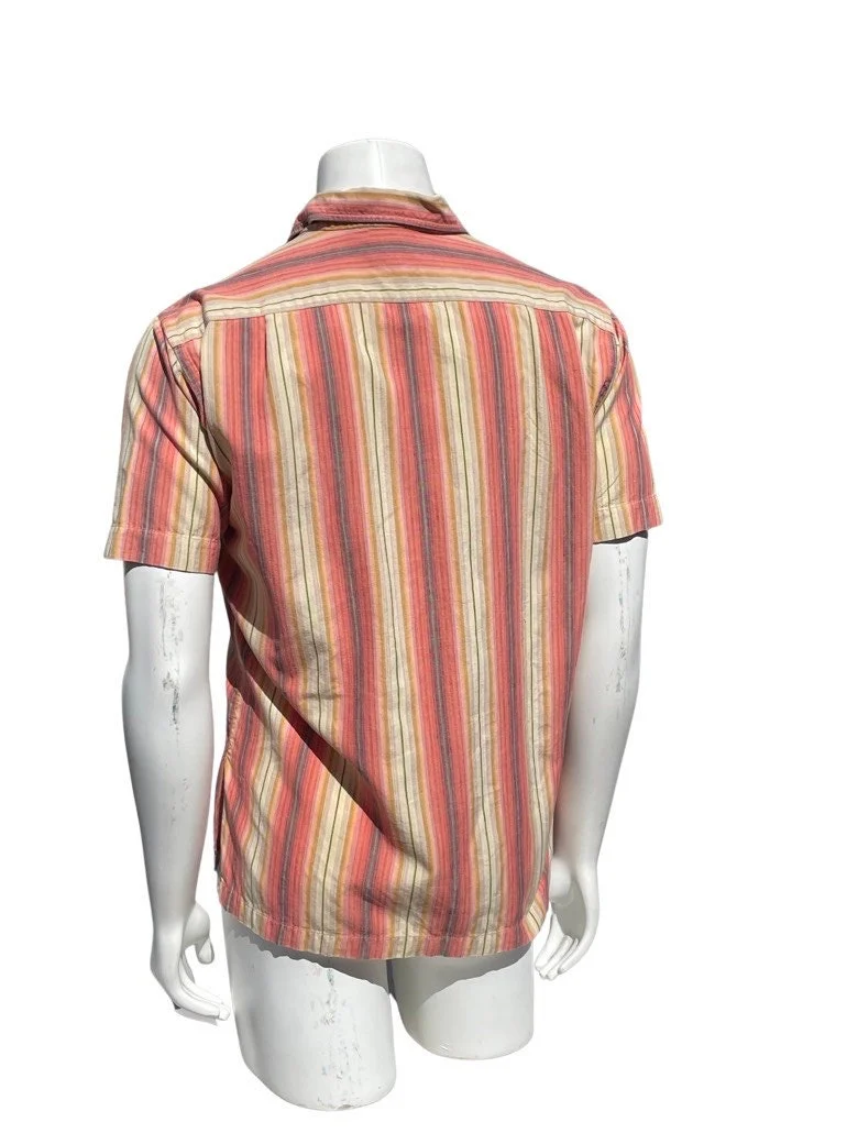 Vintage 60-70s Stripped Men's Shirt Size Small Cotton From The Hilton In Guadalajara by Jim Tillett - Image 3