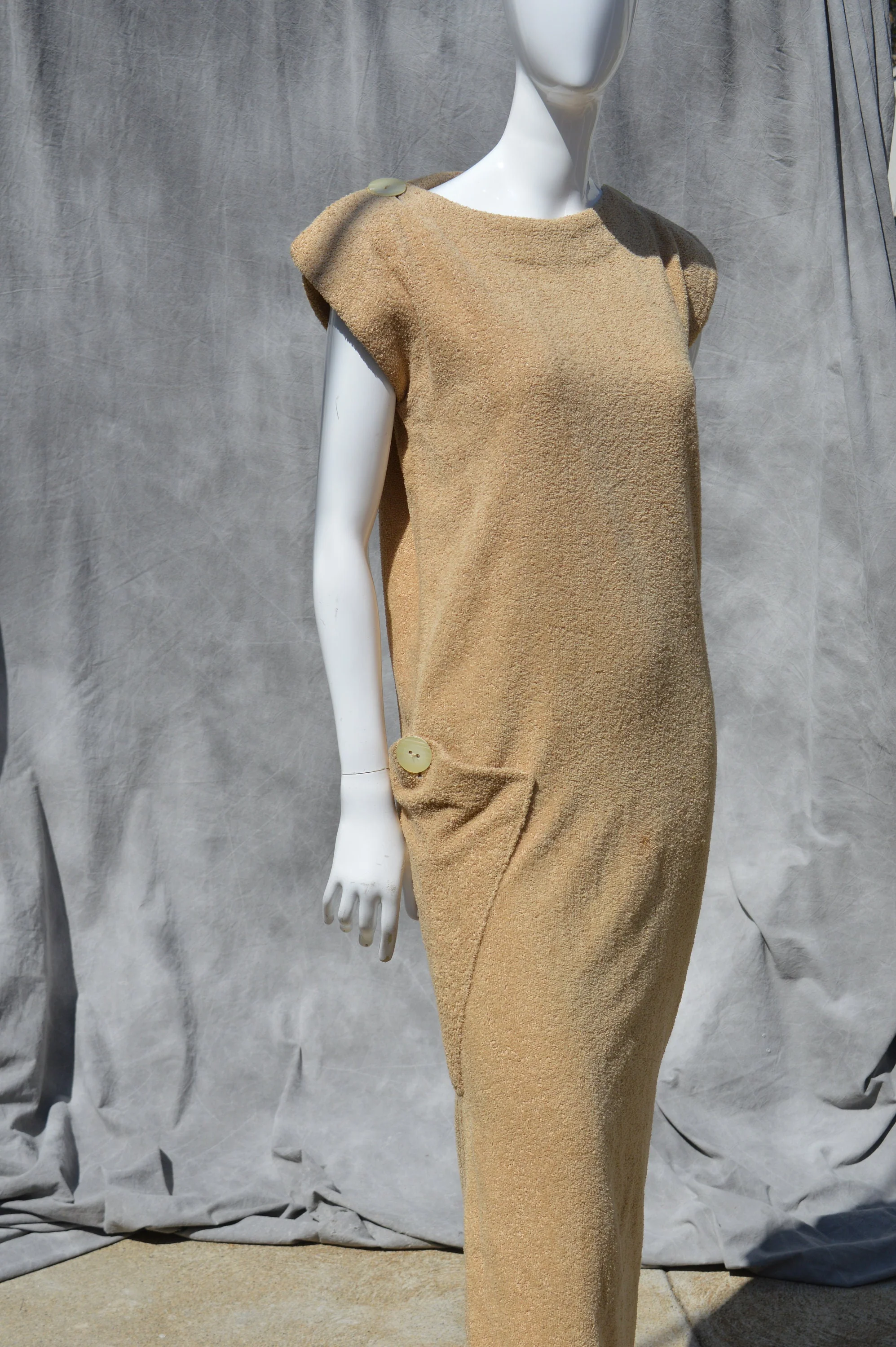 Vintage 60-70s Towel Dress Size M Sleeveless Space Age Mid Century Fashion Modern Mod Sexy Maxi by Pierre Cardin - Image 2