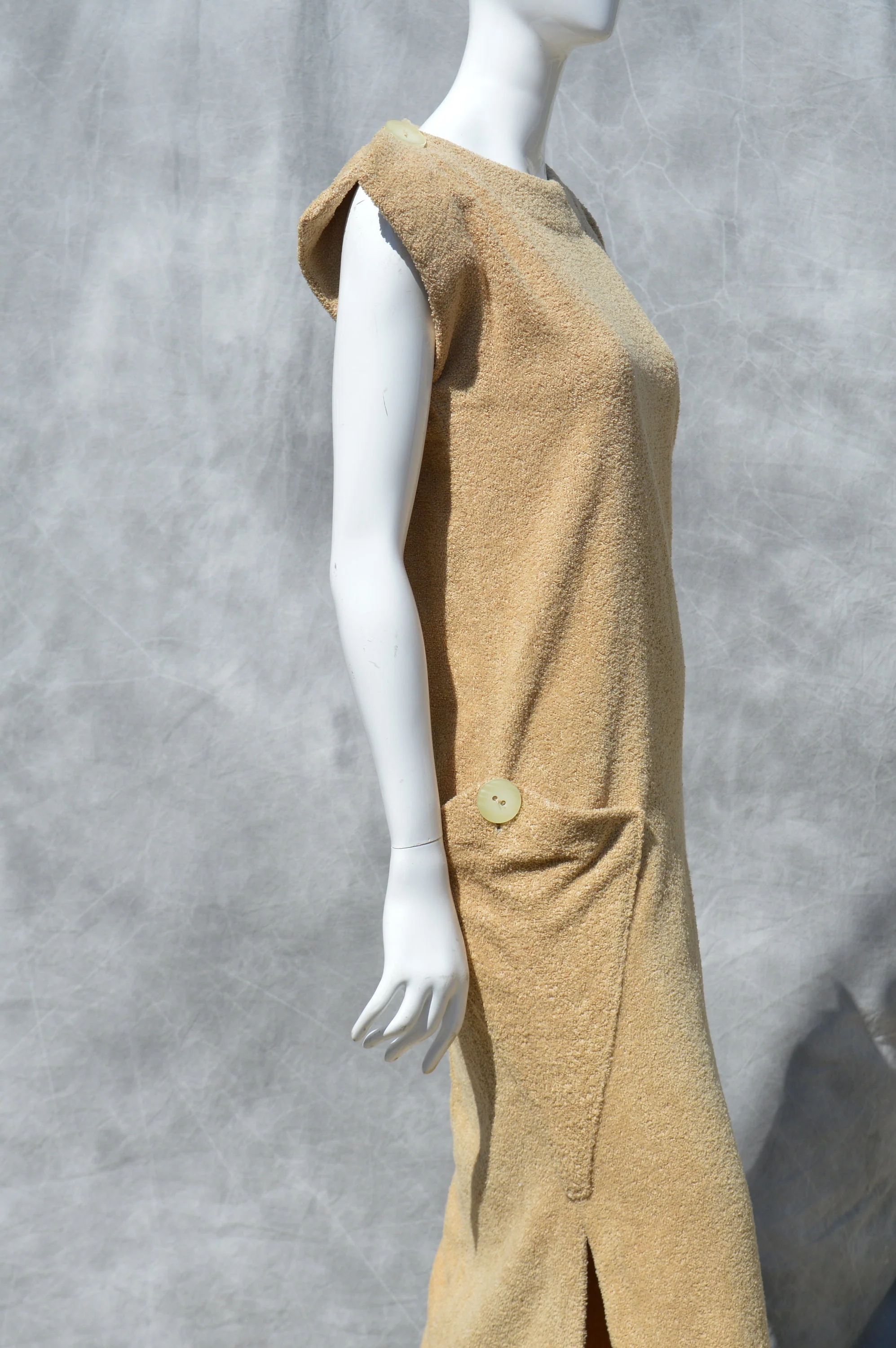 Vintage 60-70s Towel Dress Size M Sleeveless Space Age Mid Century Fashion Modern Mod Sexy Maxi by Pierre Cardin - Image 3