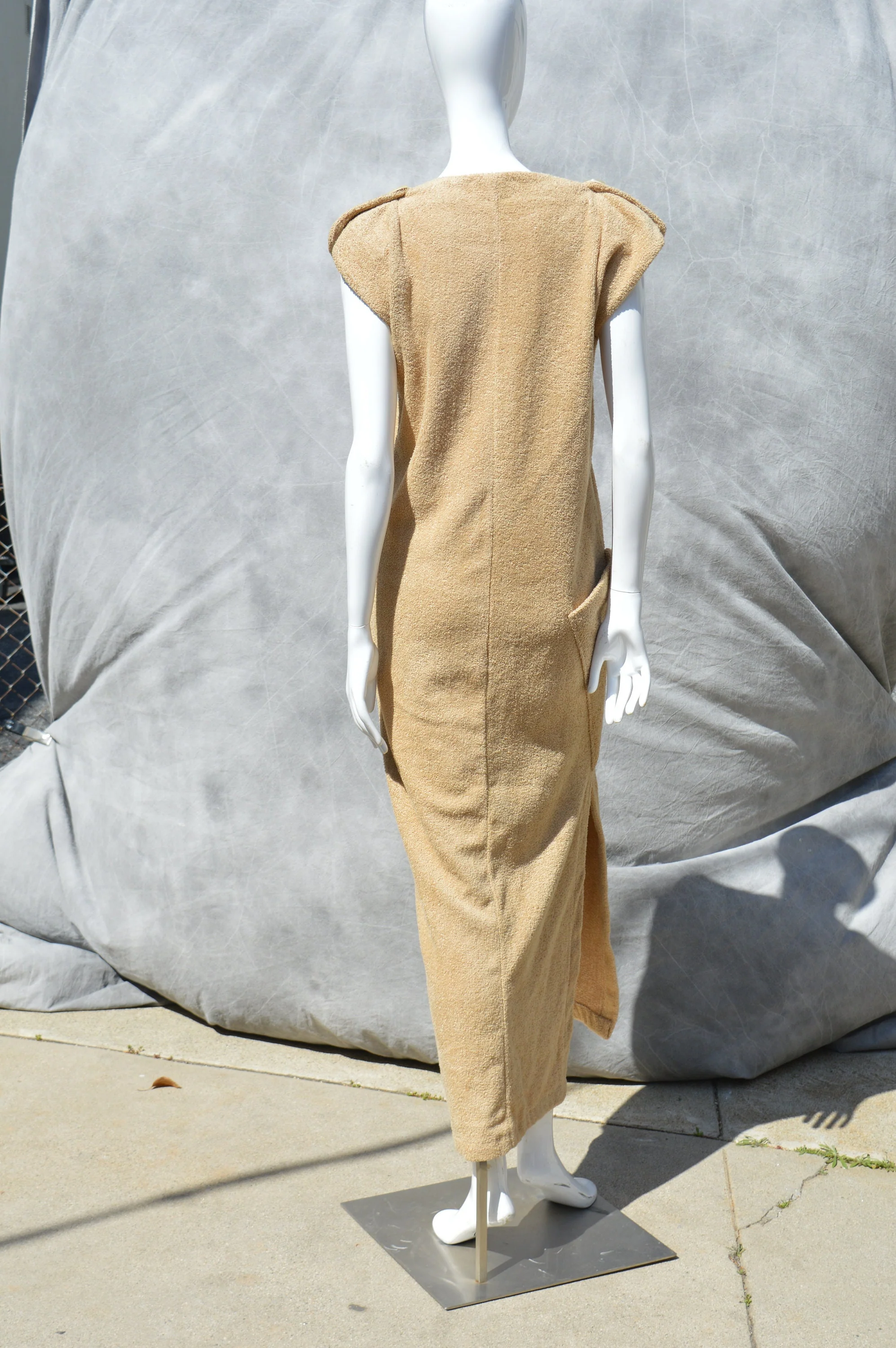 Vintage 60-70s Towel Dress Size M Sleeveless Space Age Mid Century Fashion Modern Mod Sexy Maxi by Pierre Cardin - Image 4
