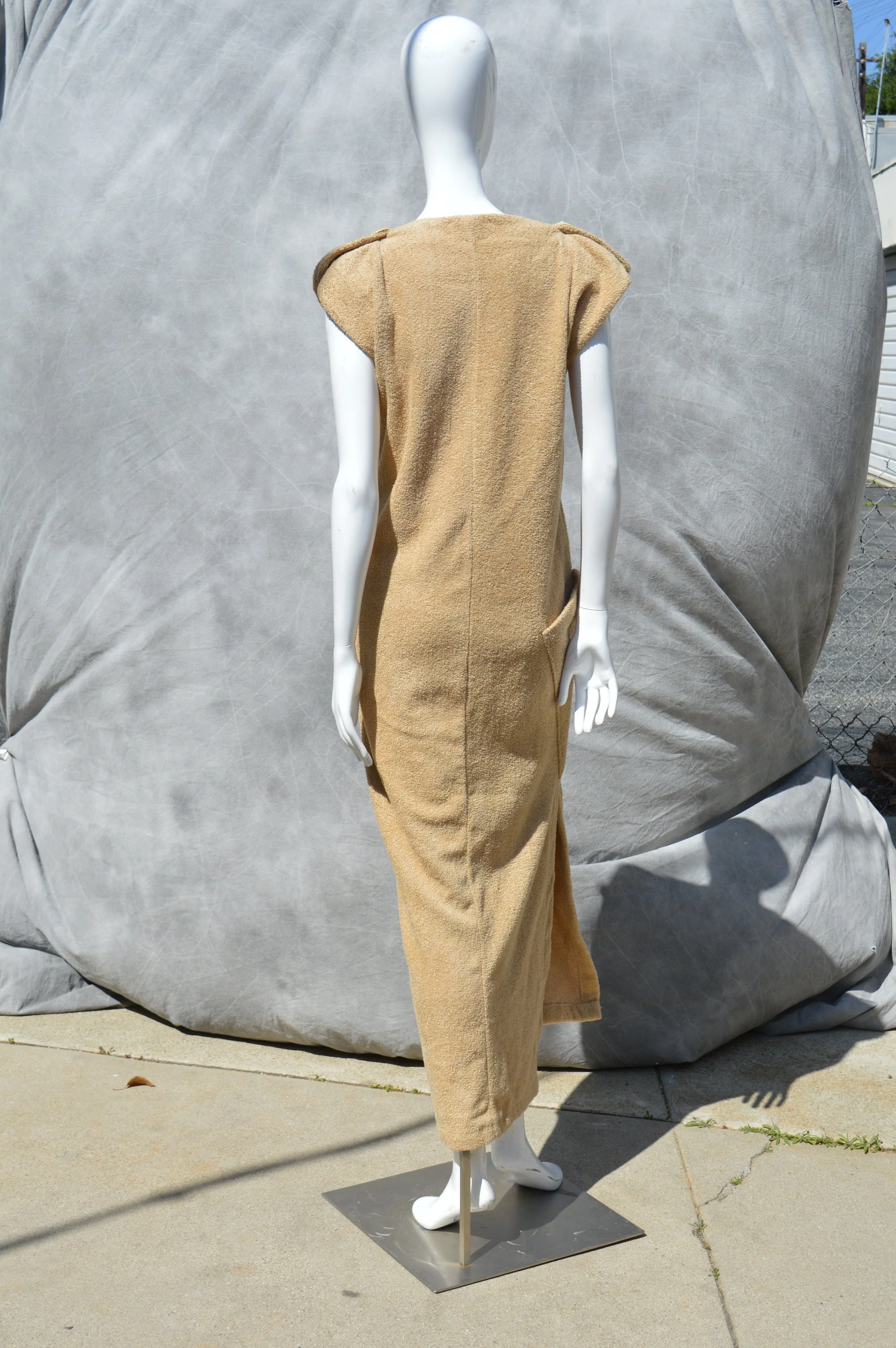 Vintage 60-70s Towel Dress Size M Sleeveless Space Age Mid Century Fashion Modern Mod Sexy Maxi by Pierre Cardin - Image 7