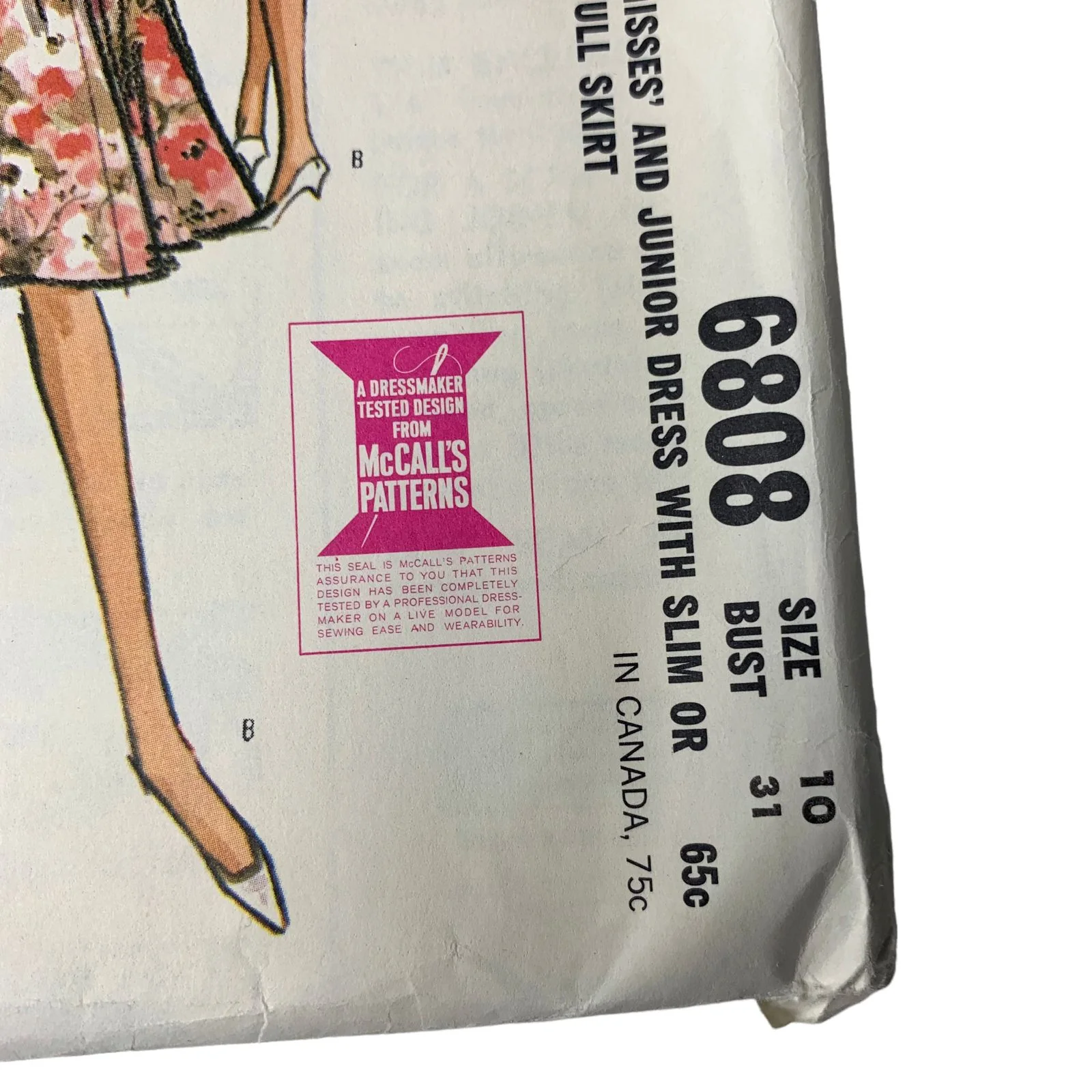 Vintage 60s 6808 Pattern Junior Miss 9-16 Dress Slim Or Full Skirt Uncut by McCall's - Image 3