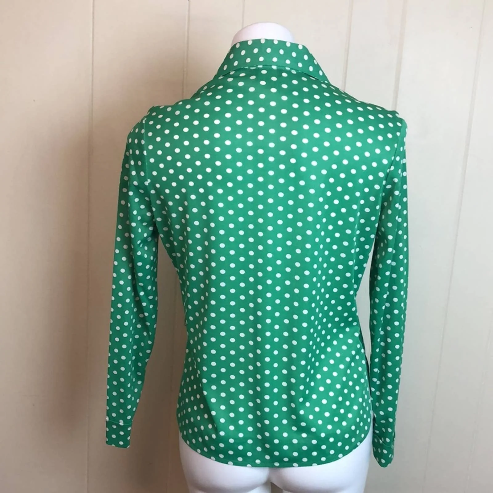 Vintage 60s 70s Casual Knit Polka Dot Disco Top by Matti of Lynne - Image 2