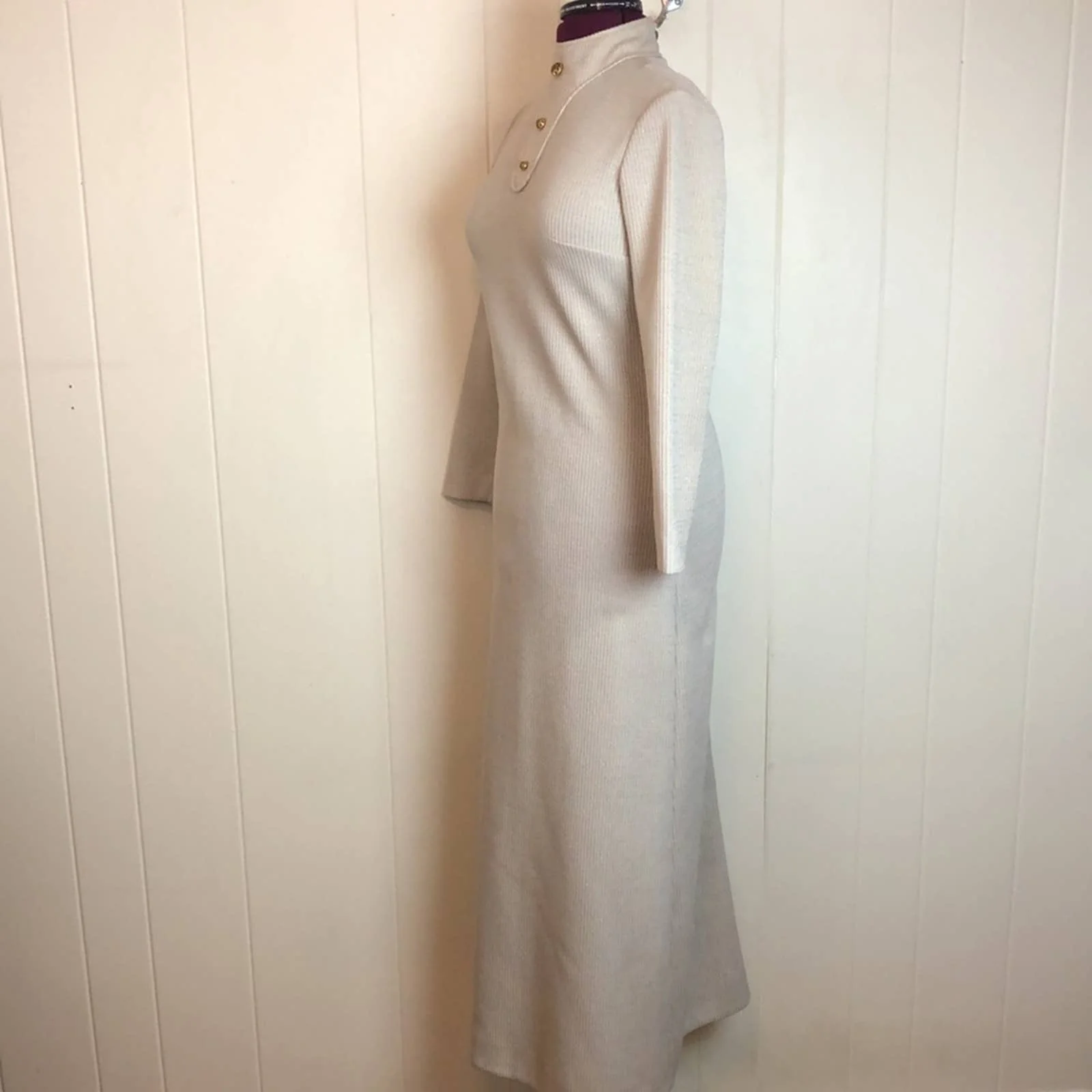 Vintage 60s 70s High Neck Elegant Mod Disco Gown - Image 2