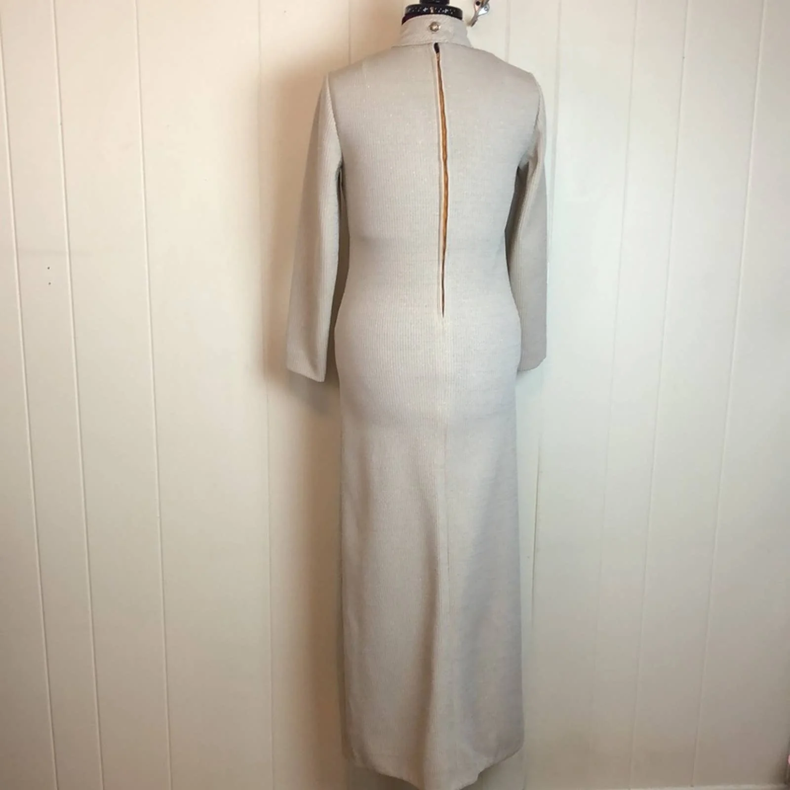 Vintage 60s 70s High Neck Elegant Mod Disco Gown - Image 6