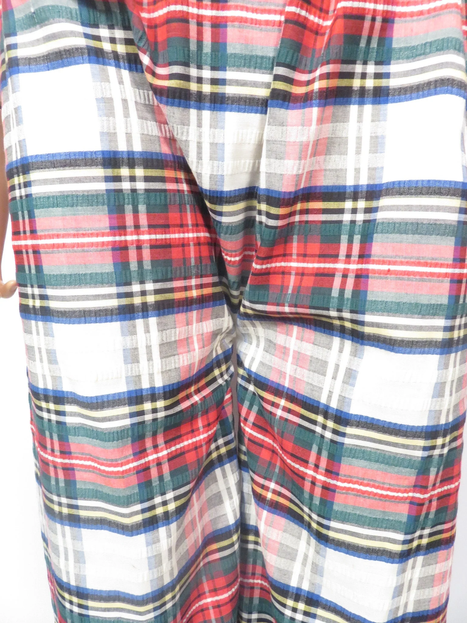 Vintage 60s/70s Holiday Plaid Seersucker High Waist Pants Size 25 Waist by  Penney's Glenbrooke - Image 7