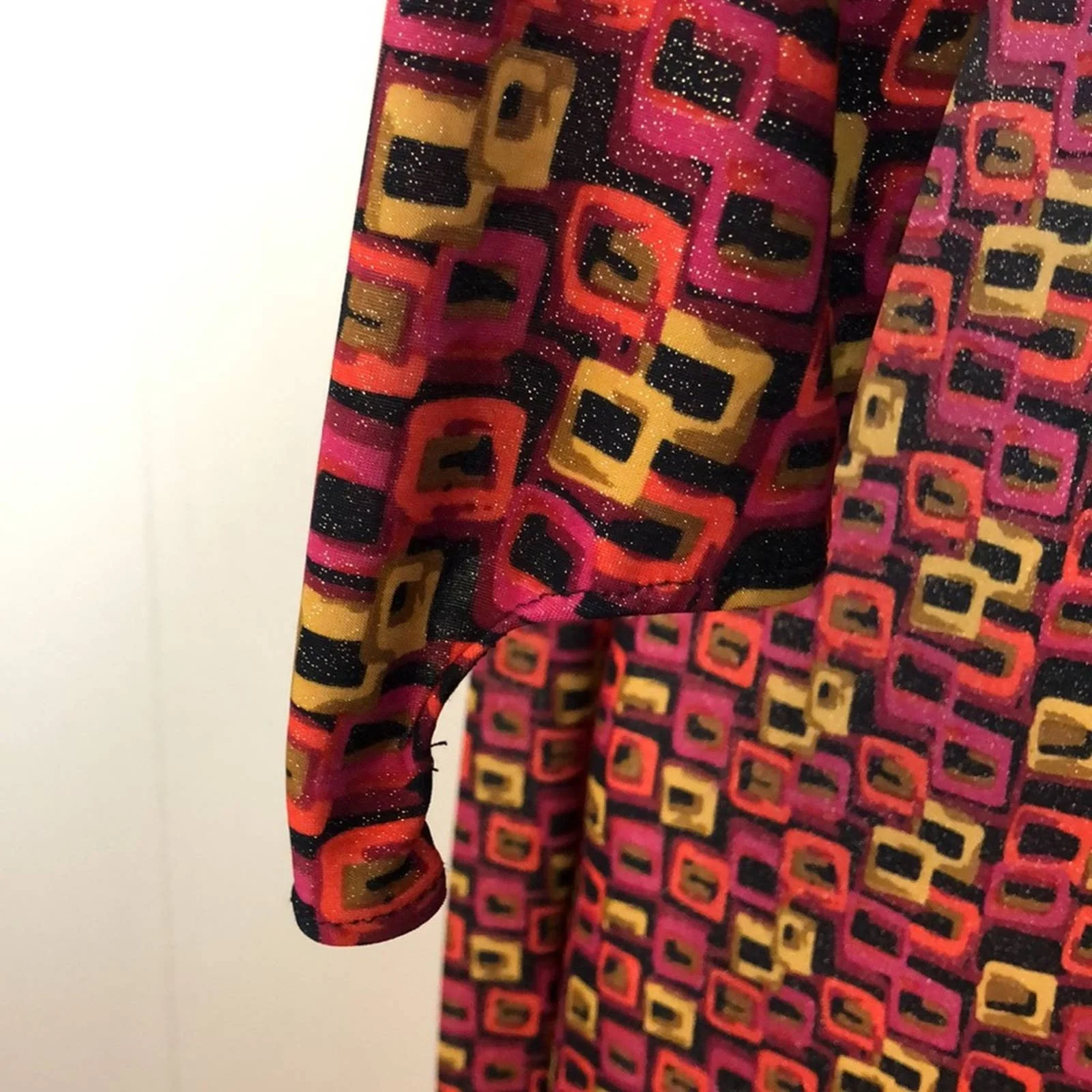 Vintage 60s 70s Long Geometric Knit Dress High Neck Party Gown - Image 7