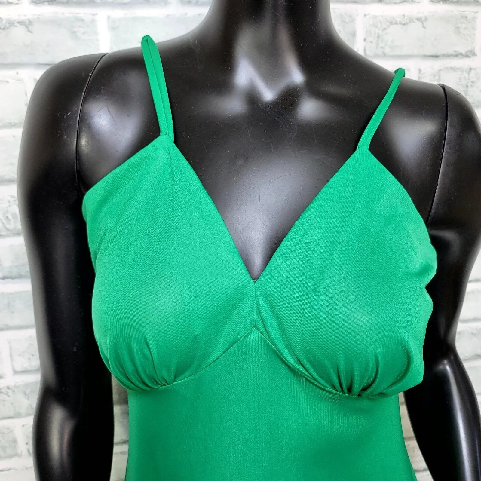 60s/70s Green Empire Waist Slip Maxi Dress By D'Ferrer's - Image 4