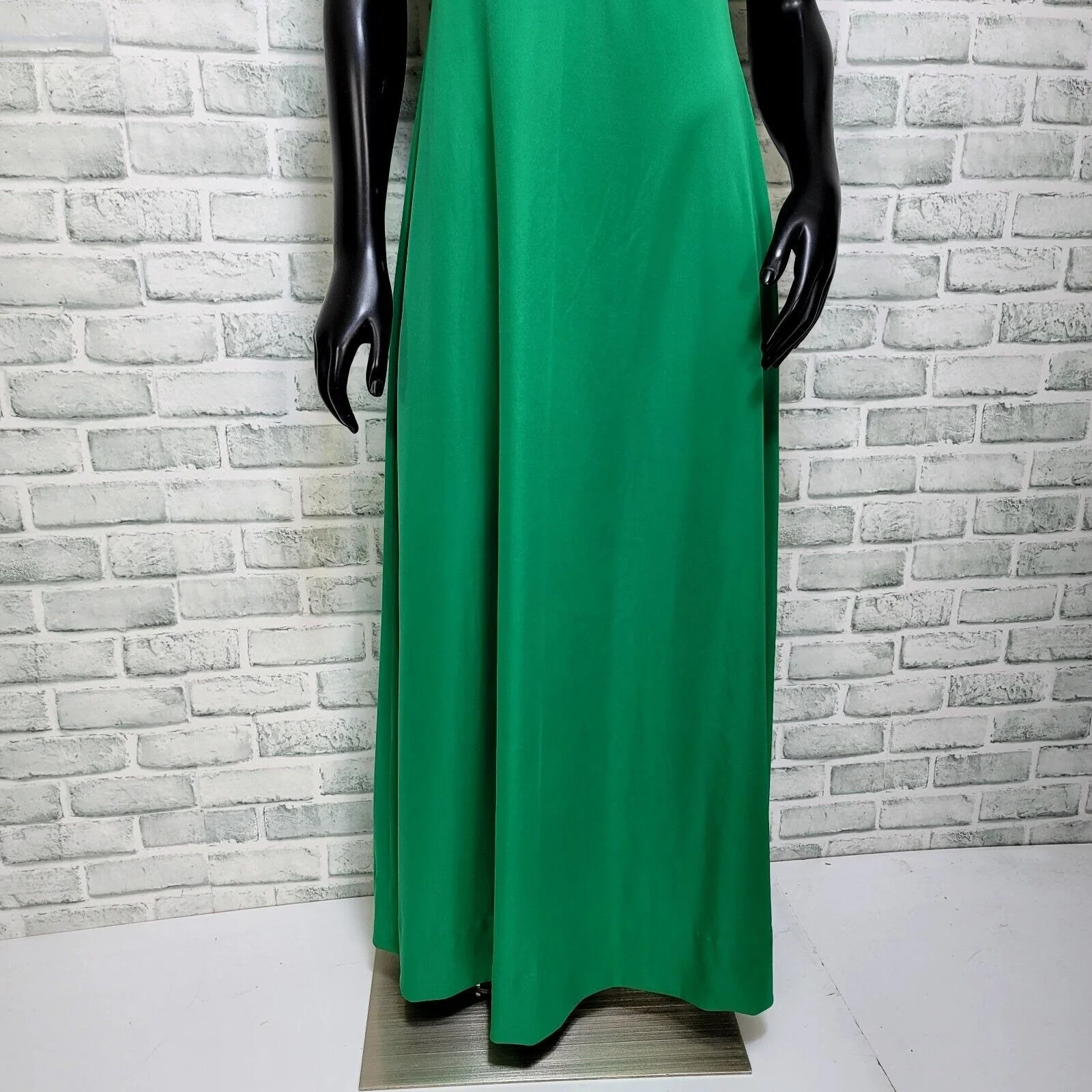60s/70s Green Empire Waist Slip Maxi Dress By D'Ferrer's - Image 5