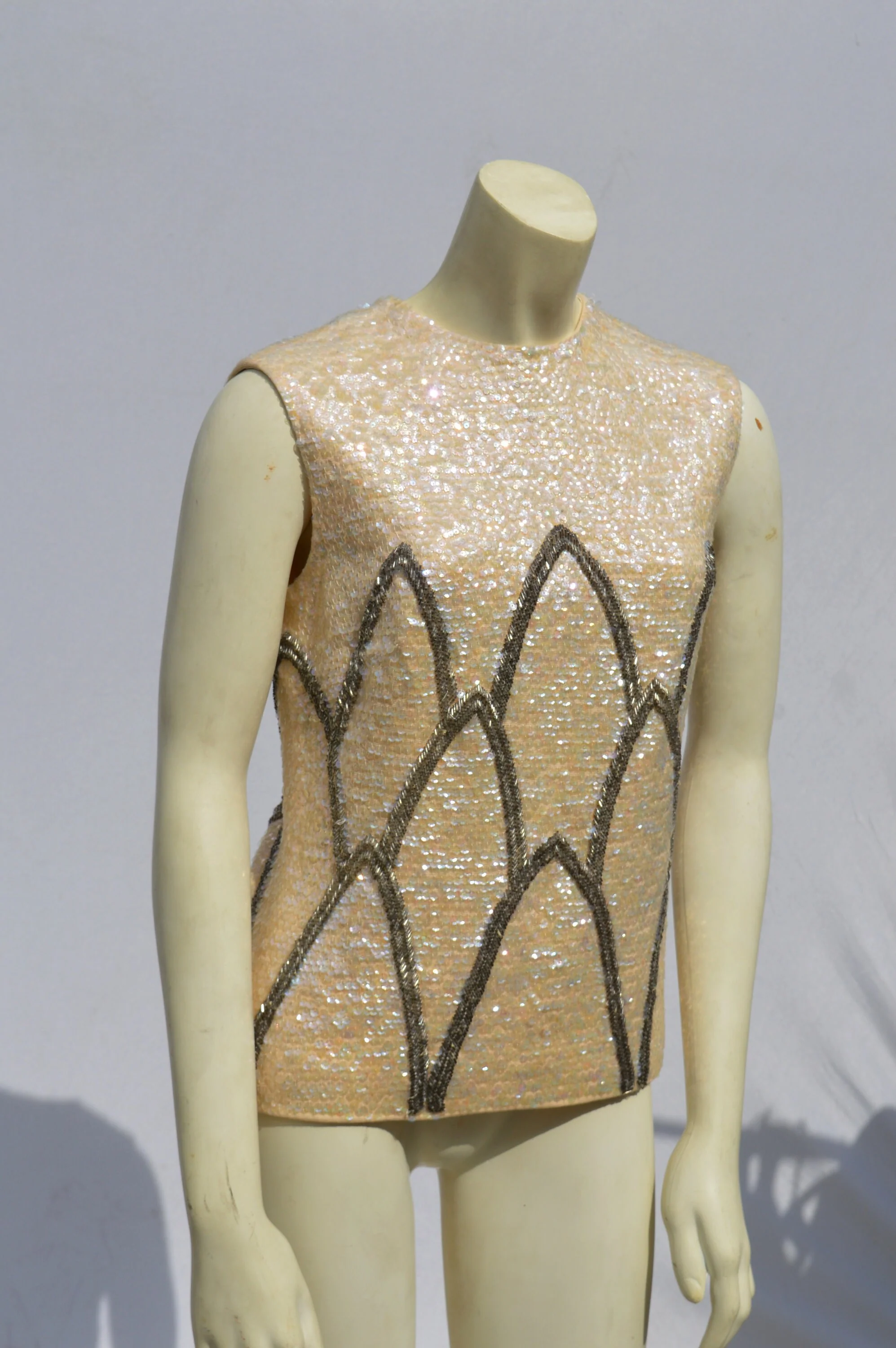 Vintage 60s All Sequin Beaded Sleeveless Blouse Top Art Deco Small Mod by Nita Claire - Image 3