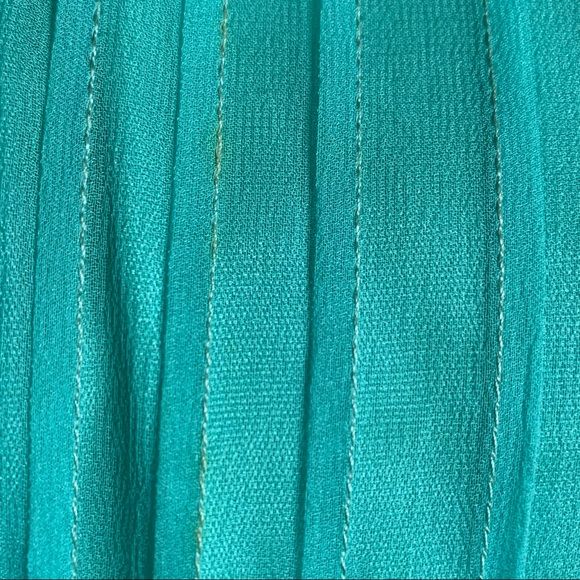 Vintage 60s Aqua Organza Party Dress Sheer Overlay Pintucked - Image 9