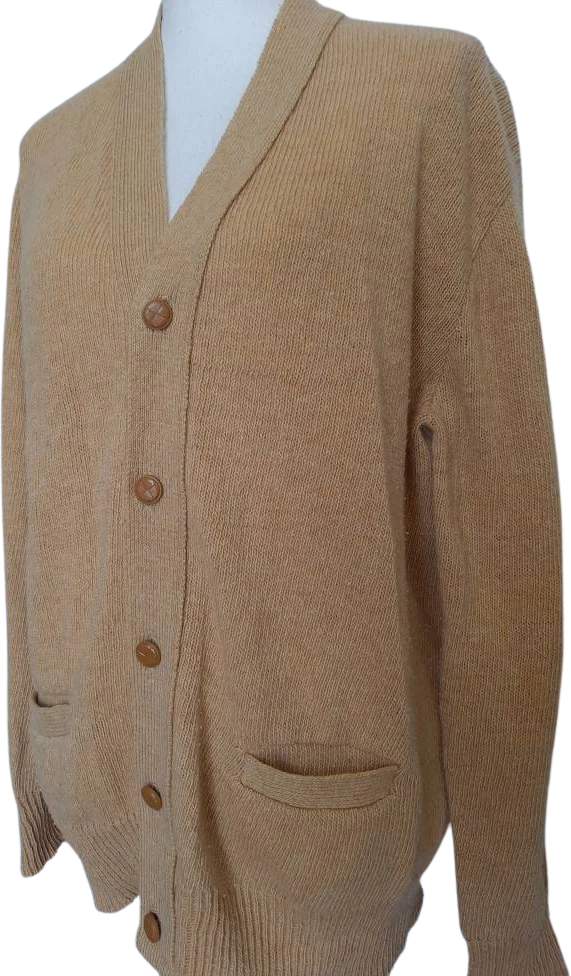 60s Tan Sweater Cardigan By Ashley Knit - Image 3