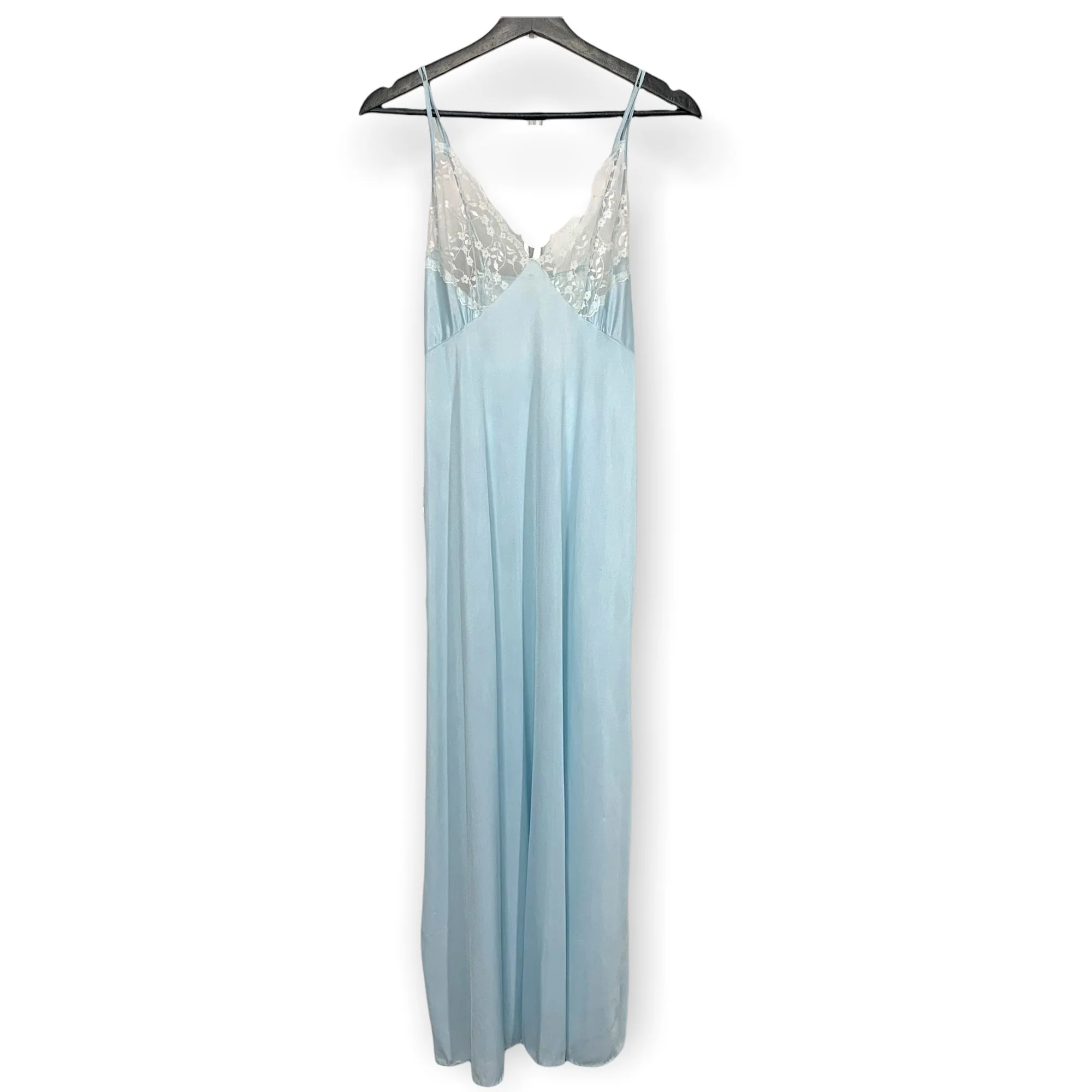 Vintage 60s Baby Blue Nylon Lace Trim Peignoir Set Large by Ilise Stevens - Image 2