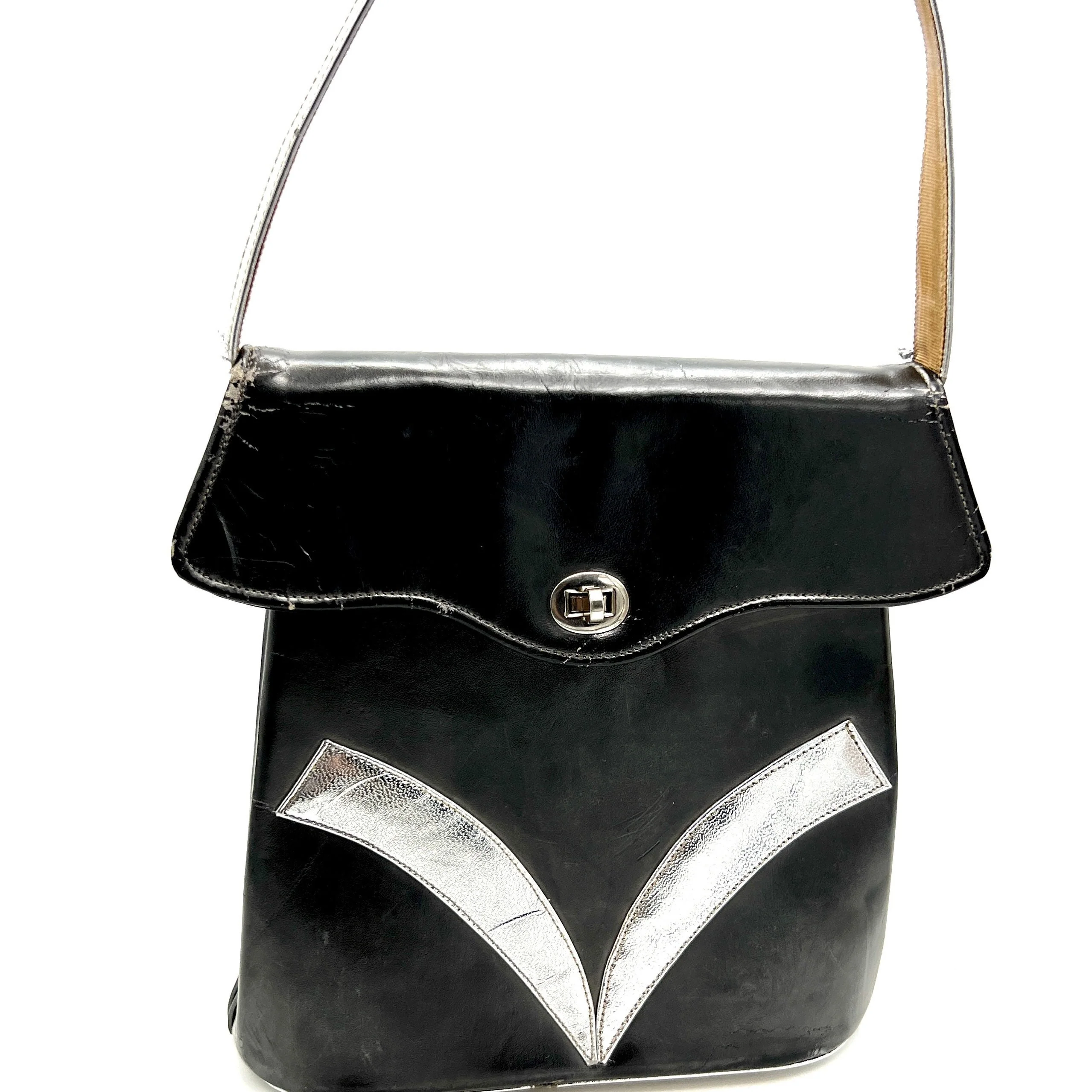 Vintage 60s Black and Silver Mod Handbag by Olympic Creations - Image 10