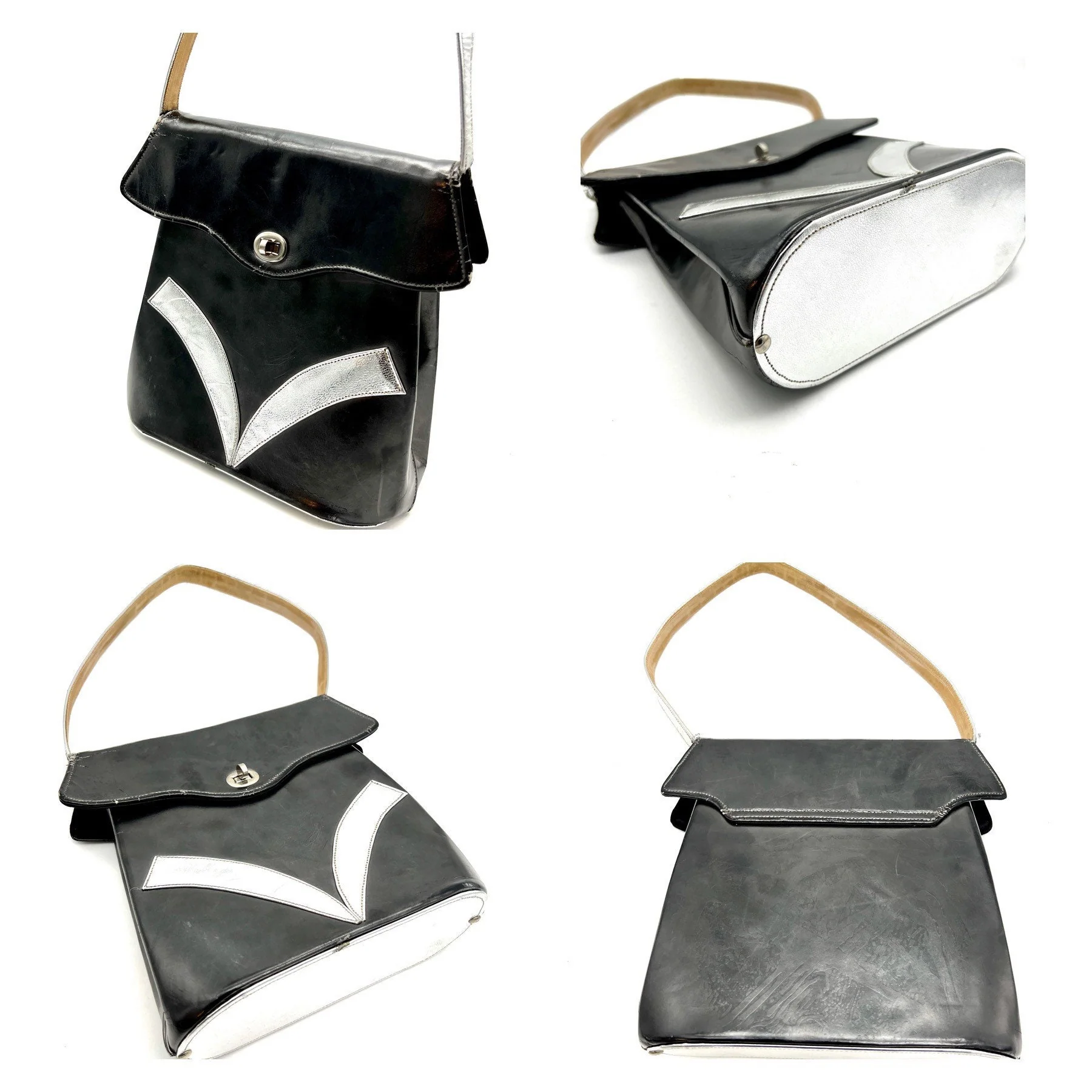 Vintage 60s Black and Silver Mod Handbag by Olympic Creations - Image 3
