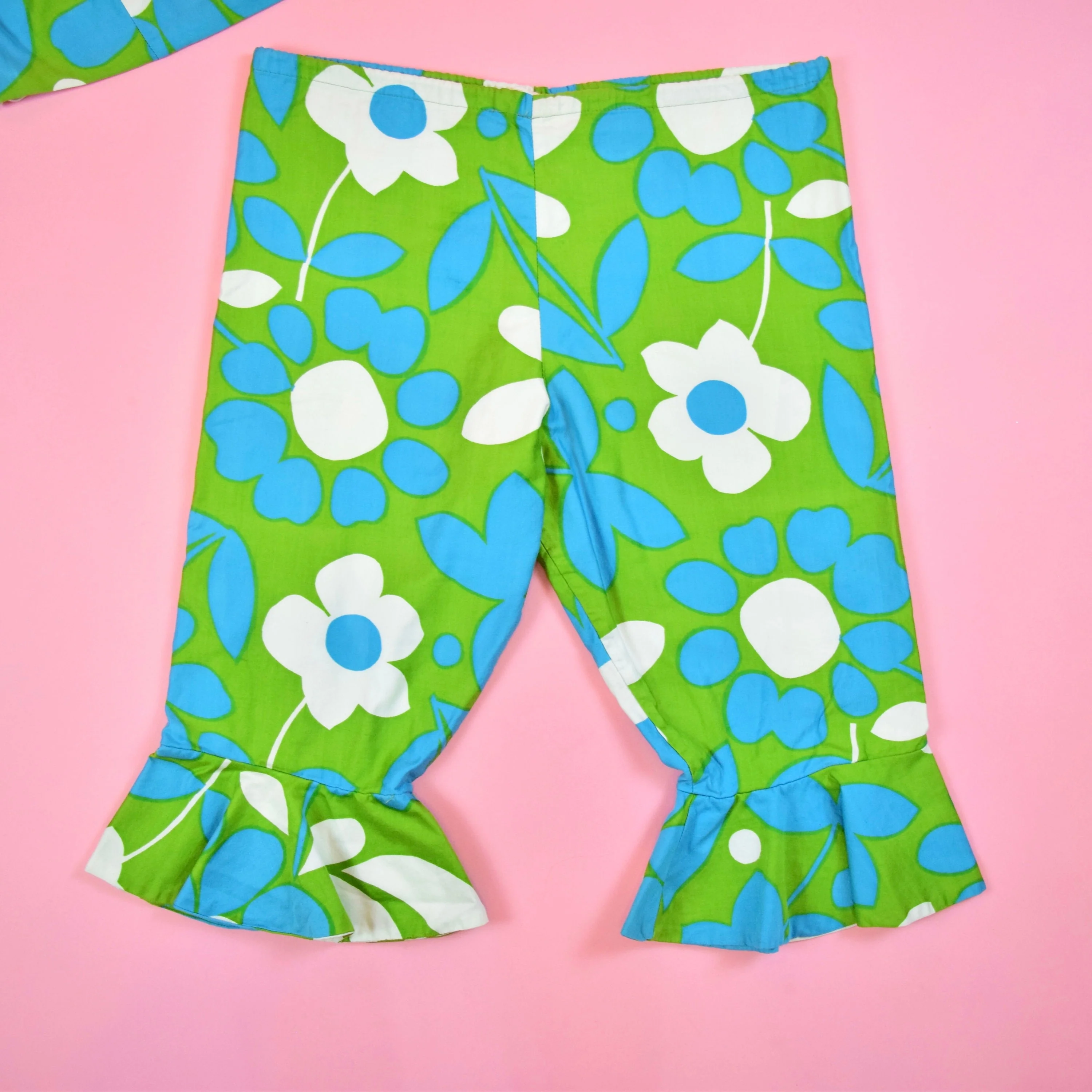 Vintage 60s Blue Green Psychedelic Floral Two Piece Set by Jams Surfline Hawaii - Image 6