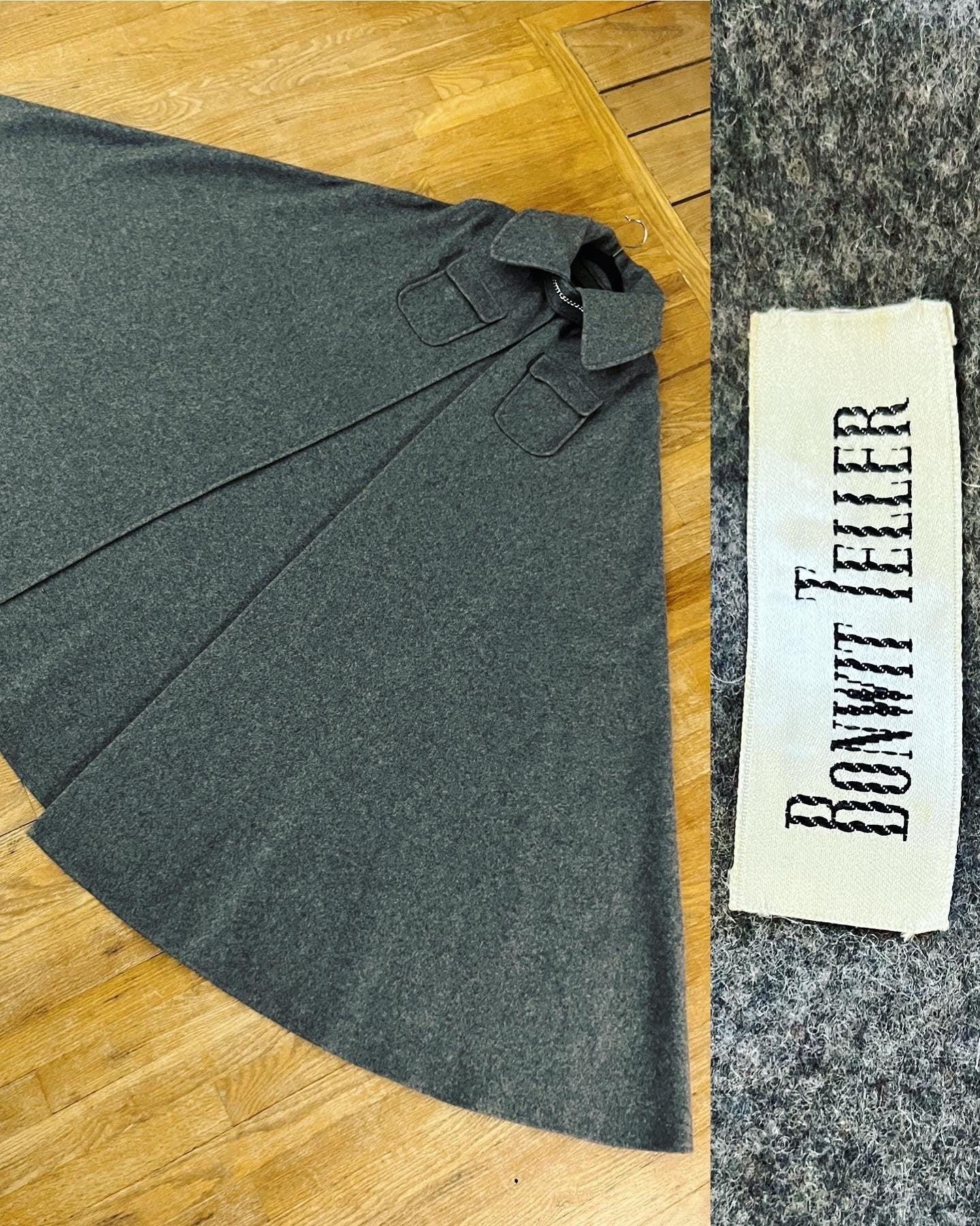 Vintage 60s Bonwit Teller Medium Gray Heather Mega Mod Cape with An Extra Large Structured Collar by Bonwit Teller - Image 10