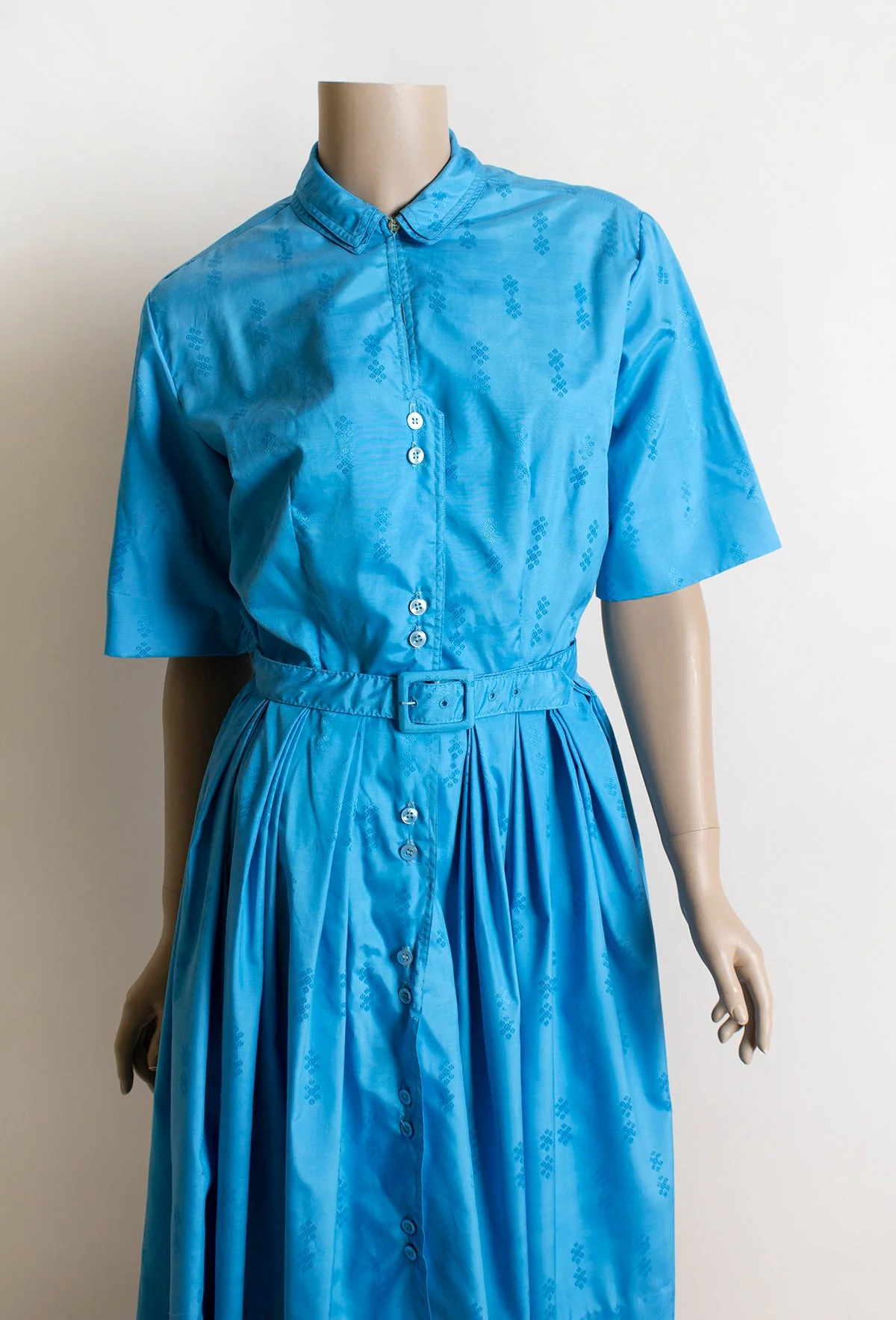 Vintage 60s Bright Blue Shirtwaist Dress Small by  Nan-Leslie - Image 5