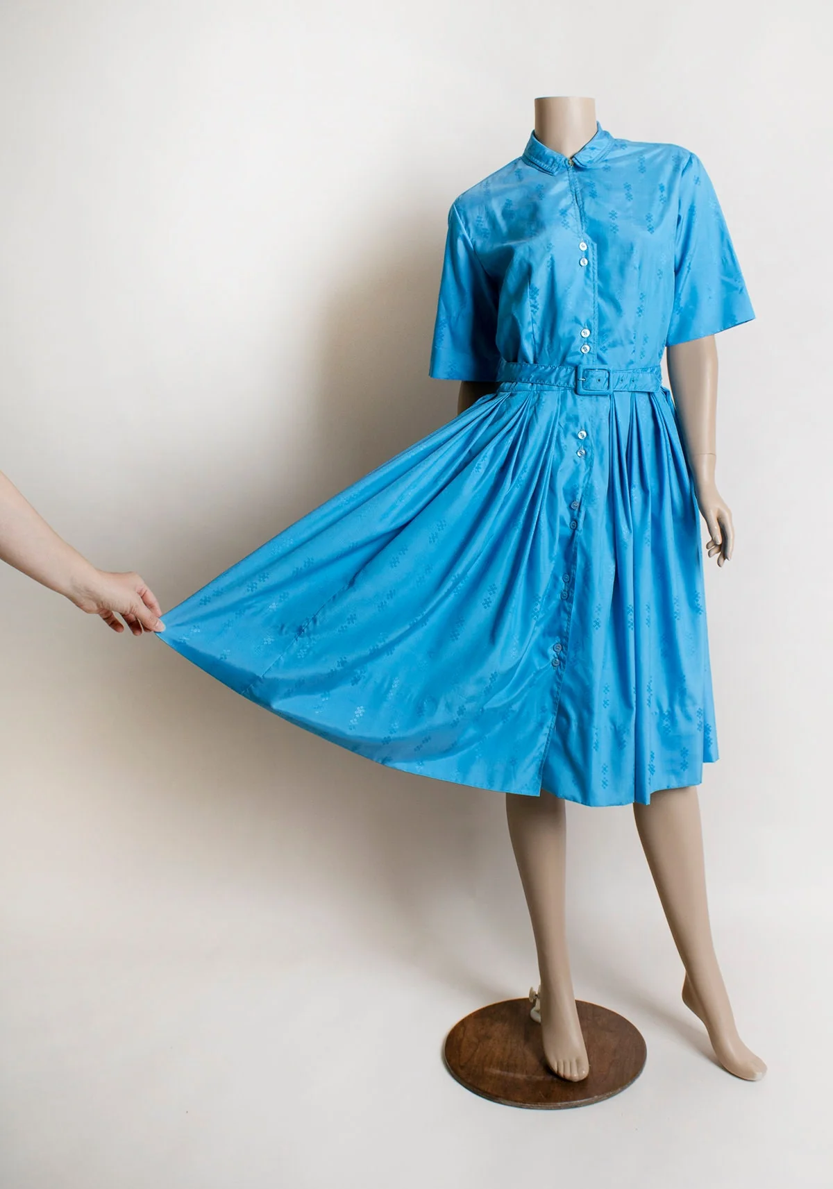 Vintage 60s Bright Blue Shirtwaist Dress Small by  Nan-Leslie - Image 7