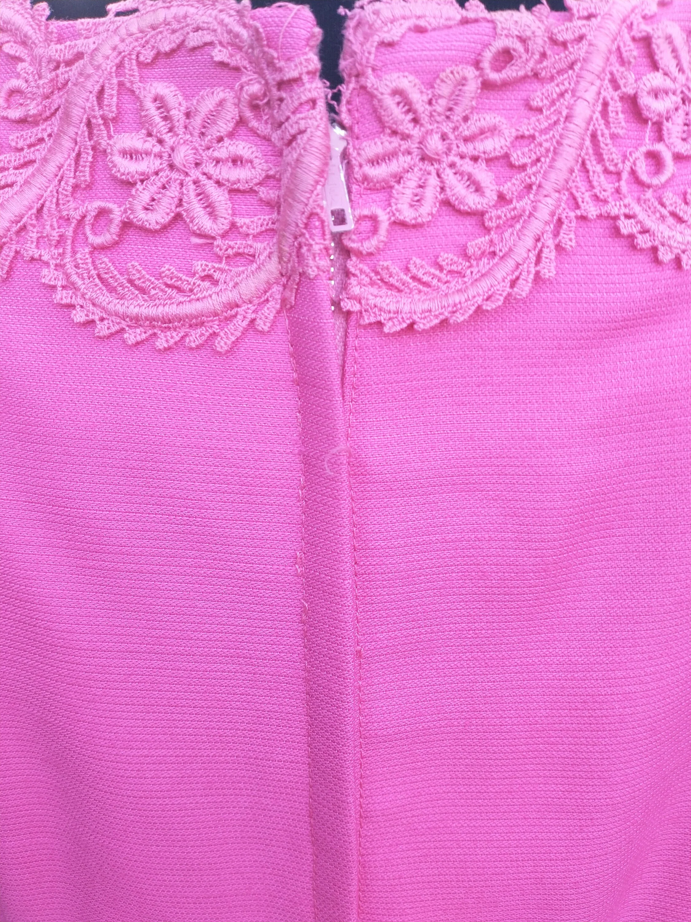 Vintage 60s Bright Pink Short Sleeve Peplum Dress Women's Small Summer Mother of Bride Jackie Kennedy Onassis by Richard Frontman - Image 5