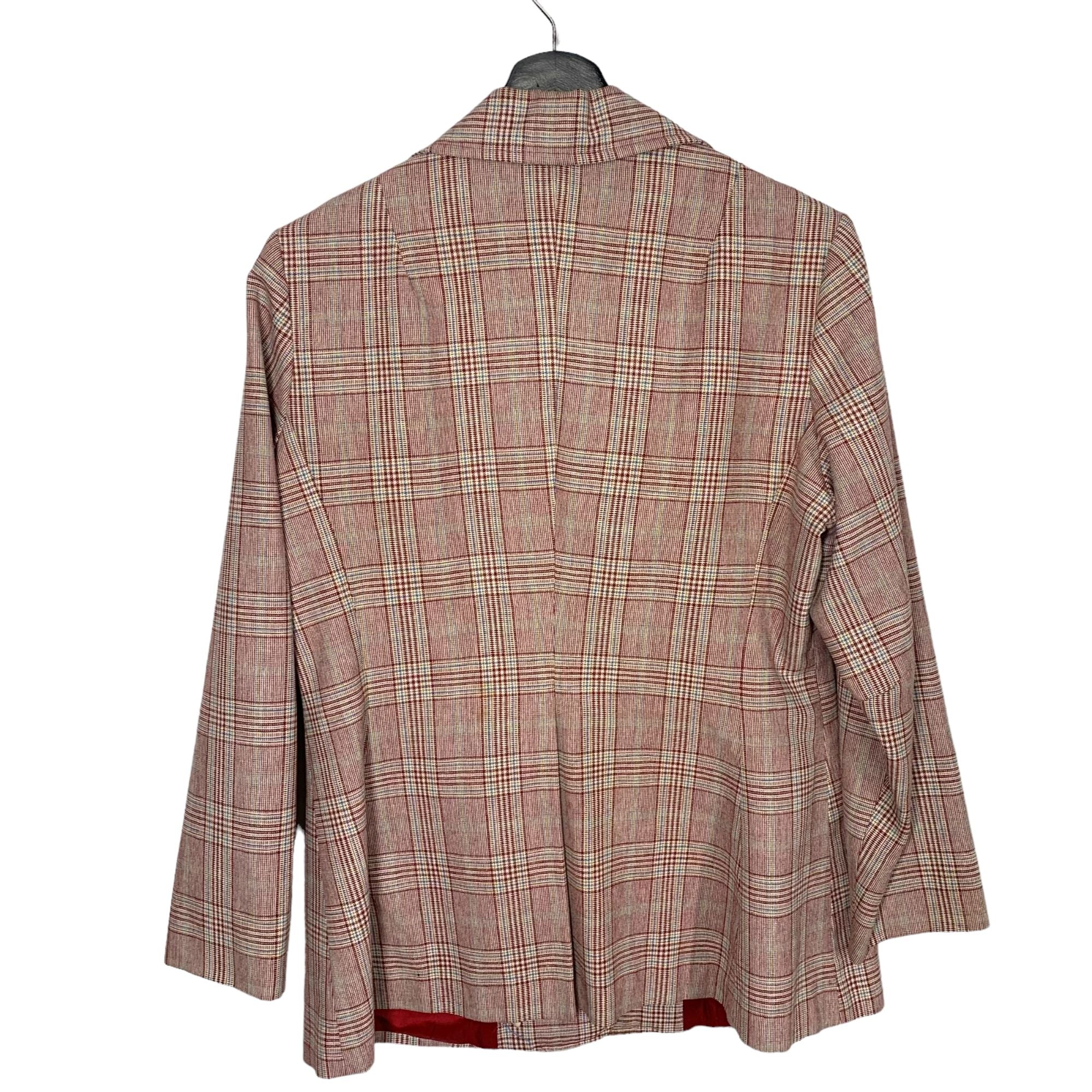 Vintage 60s Burgundy Plaid Triple Button Blazer Large by Sears - Image 2