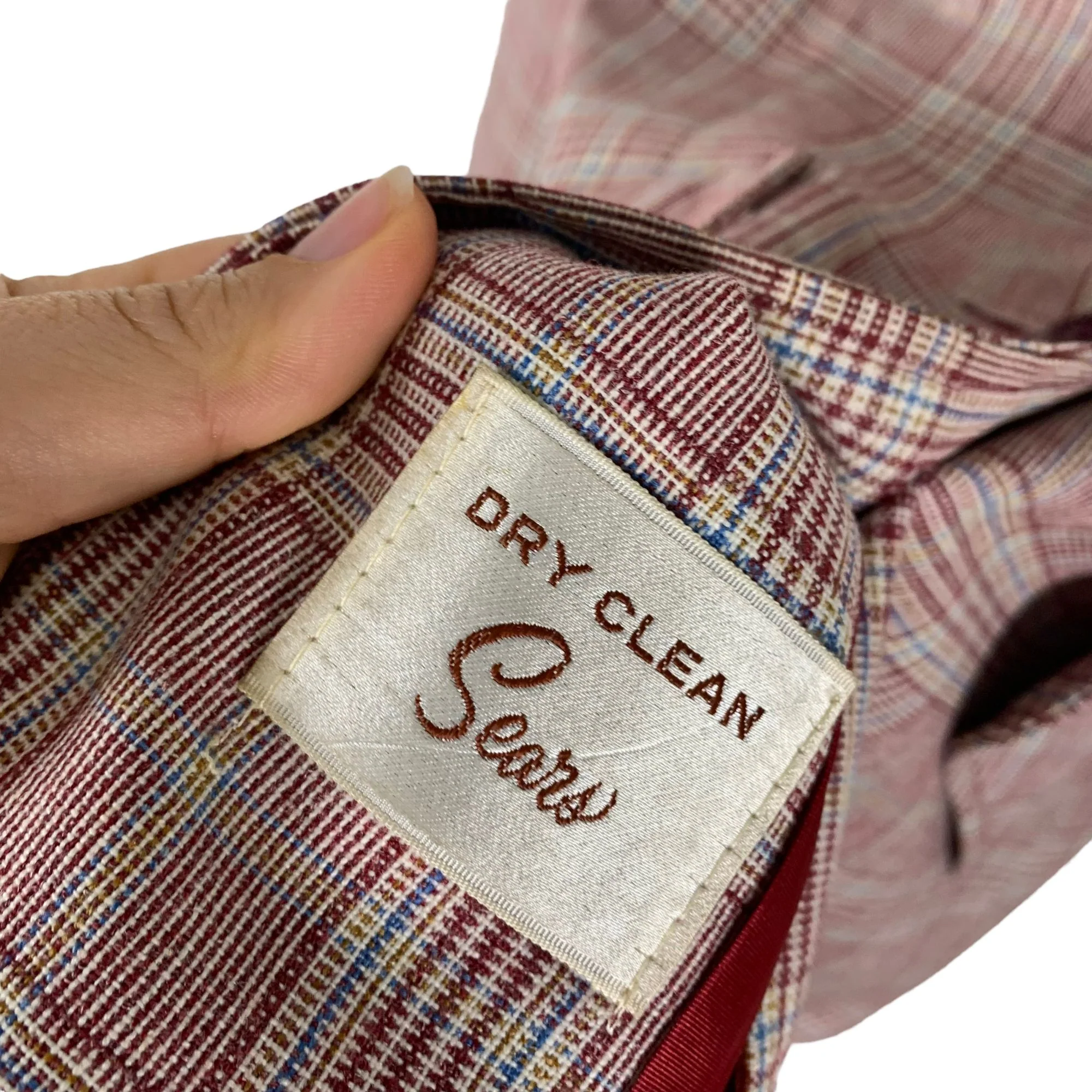 Vintage 60s Burgundy Plaid Triple Button Blazer Large by Sears - Image 3