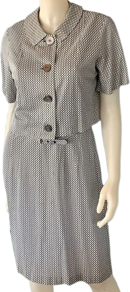 Vintage 60s Checkered Two Piece Jacket Dress by Demi Tasse