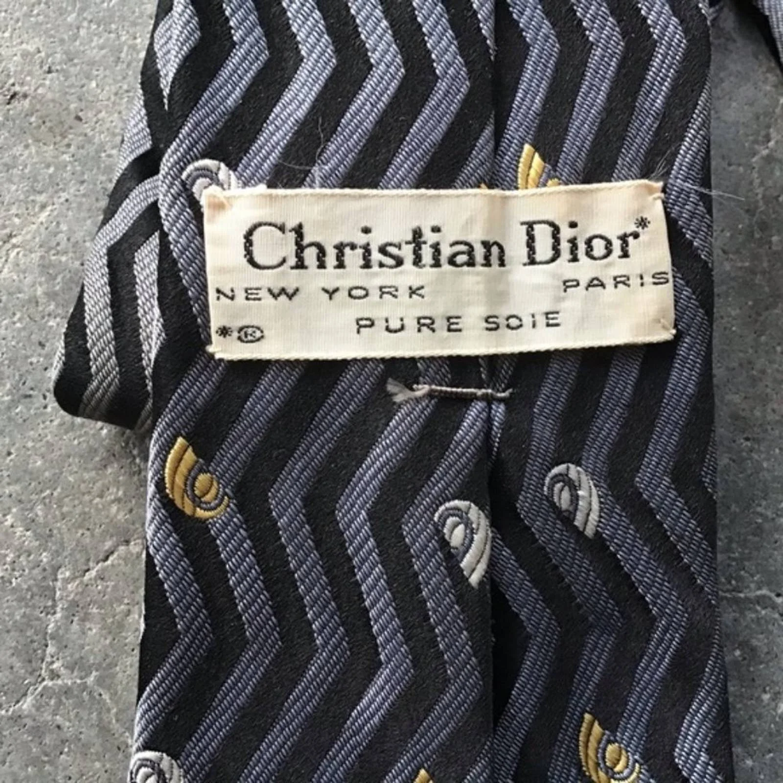Vintage 60s Christian Dior Op Art Gray Black Silk Tie by Christian Dior - Image 7