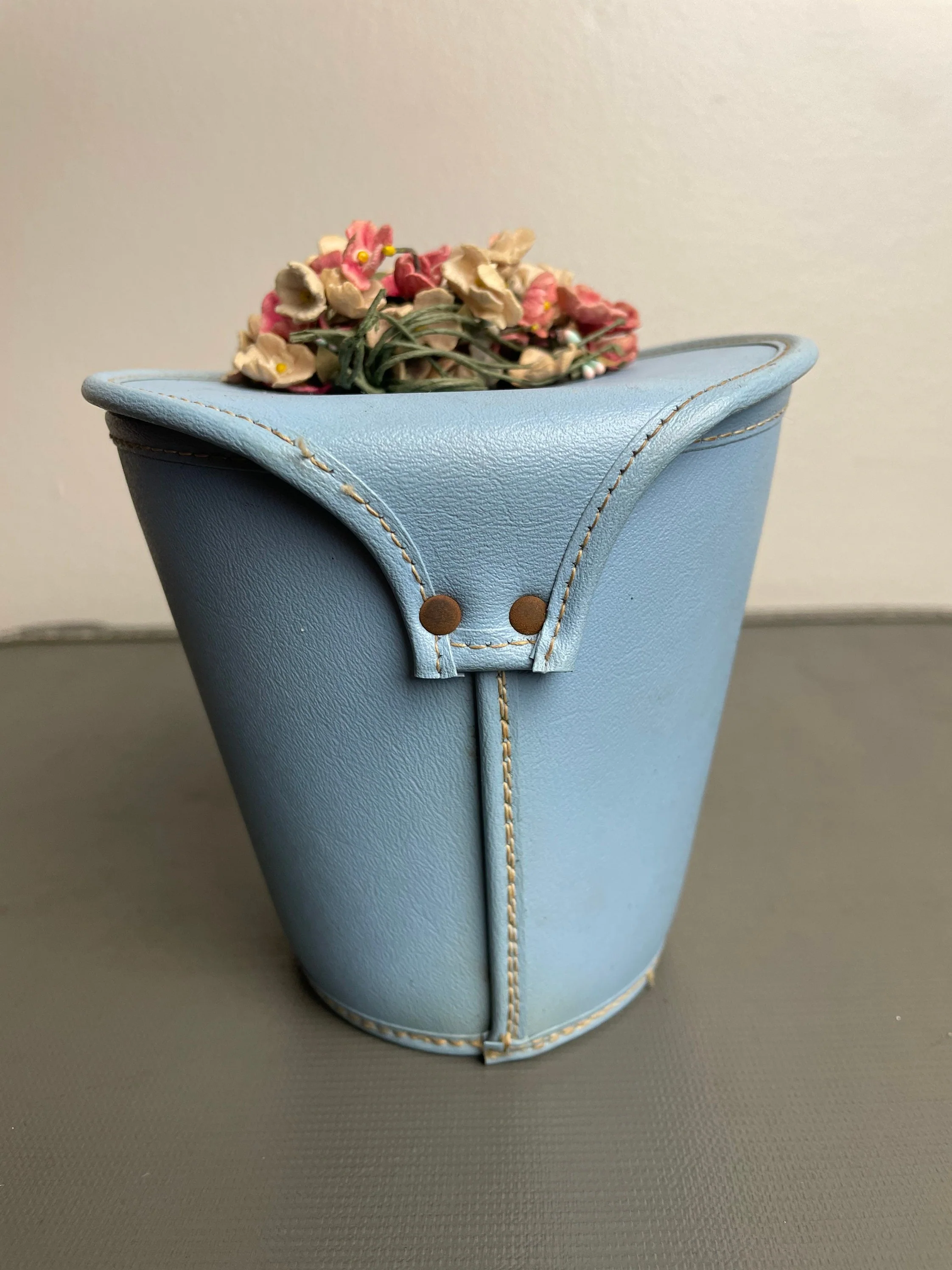 Vintage 60s Clutch Purse Handbag Light Blue Floral Small Flowers - Image 5