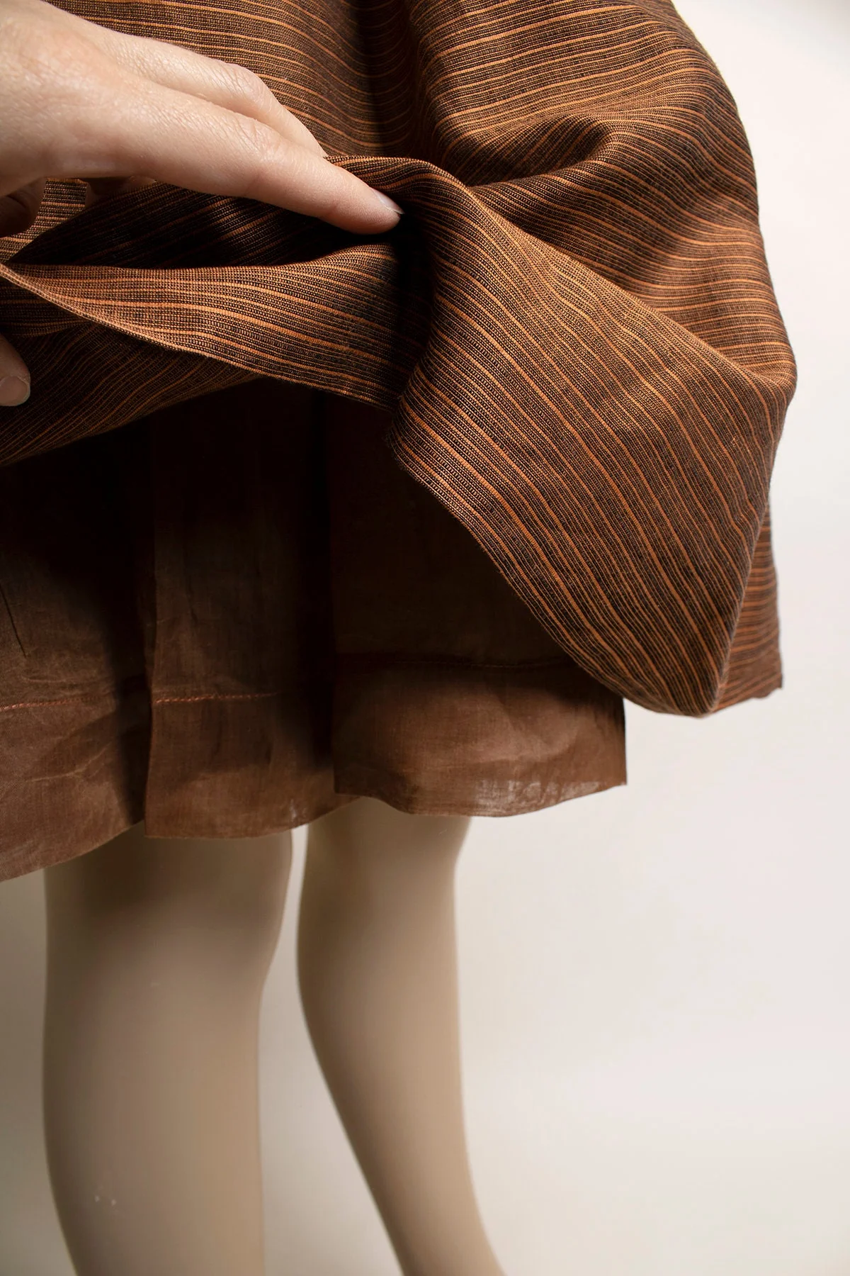 Vintage 60s Dress Bronze Copper Striped Day Dress with Matching Shawl Button Up Back Xs Xxs by Lanz - Image 9