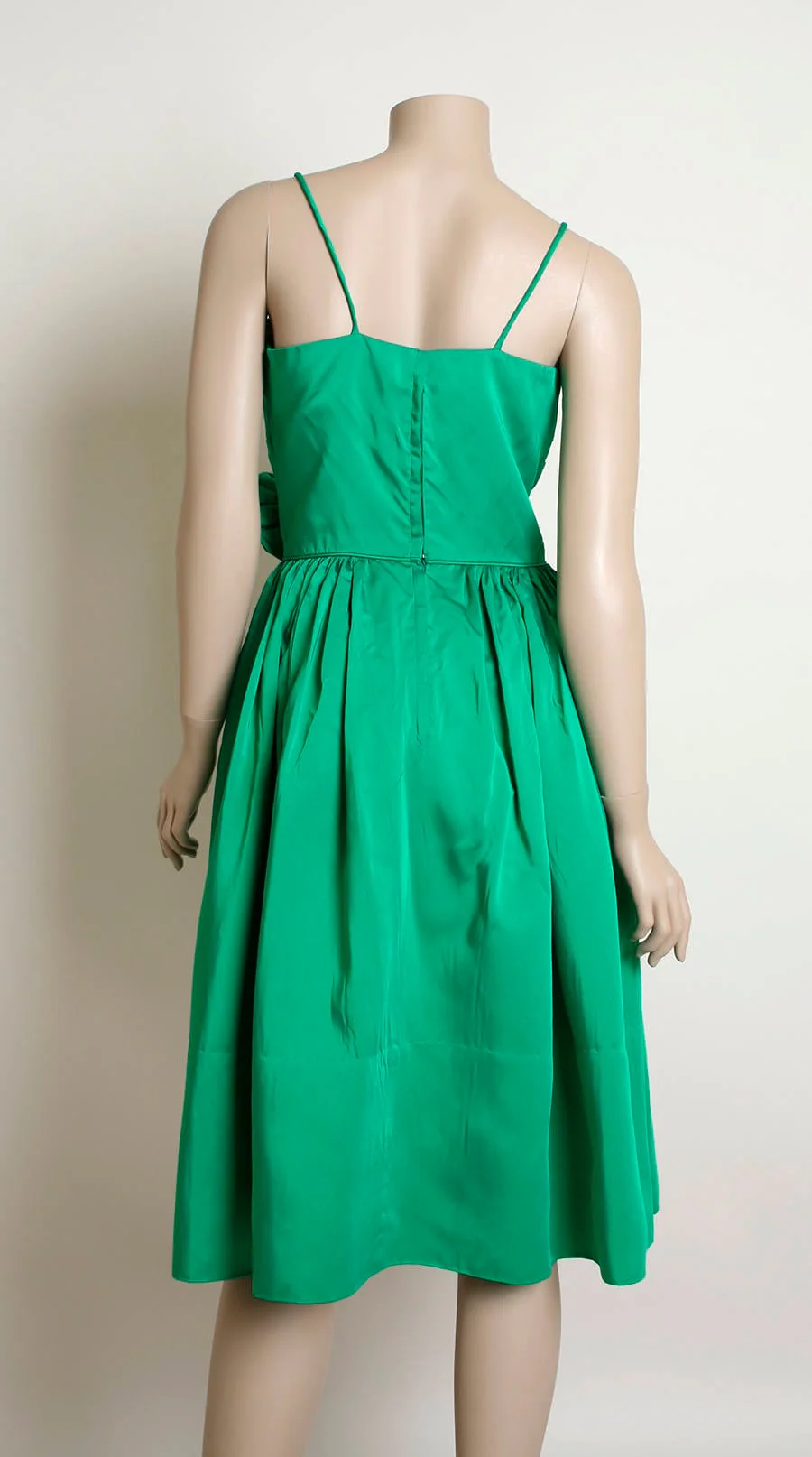 Vintage 60s Dress - Emerald Green Satin Cocktail Party Dress - Prom Dress - Formal Evening Rose Applique - Holiday Ivy - Small - Image 3