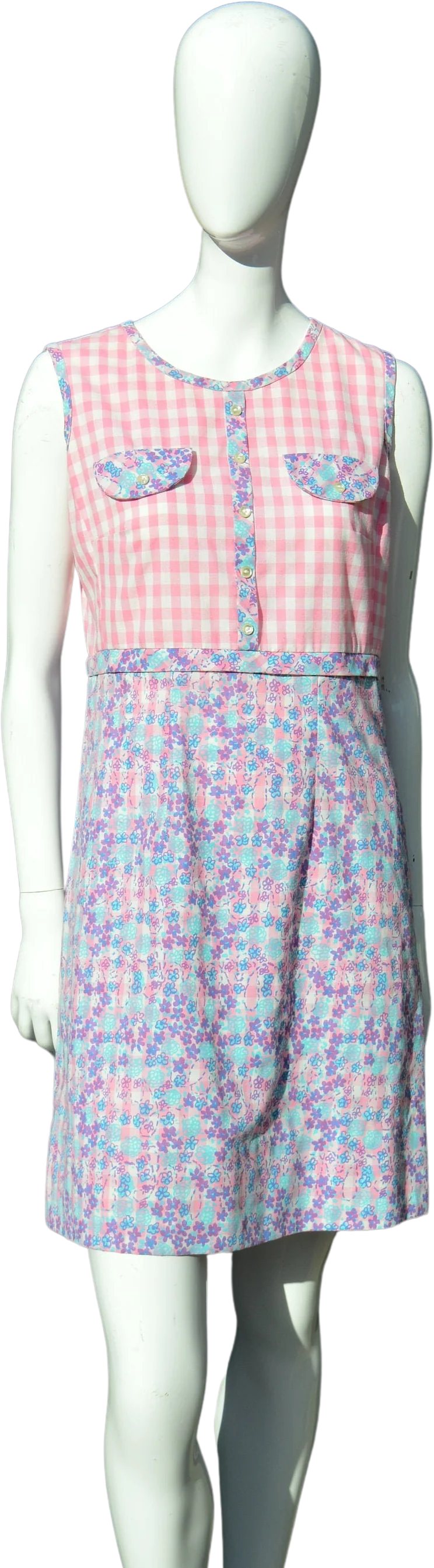 Vintage 60s Dress The Lilly Lilly Pulitzer Sleeveless Summer Dress Pink Gingham Floral Pattern Mint Mod Palm Springs Sz 8 by Lilly Pulitzer