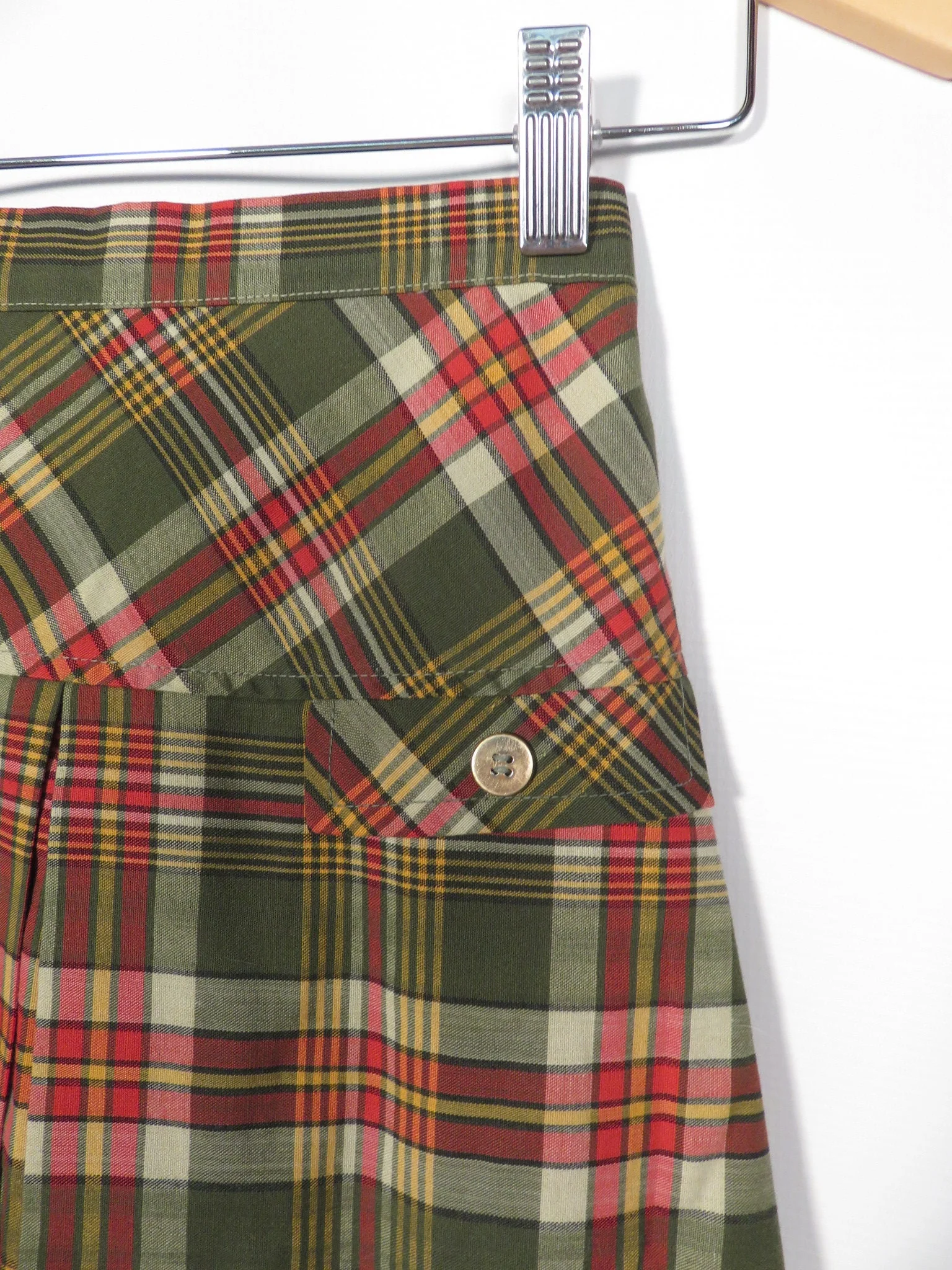 Vintage 60s Fall Plaid Cotton High Waist Pleat Front Midi Skirt Size Xs/xxs by youth park - Image 3