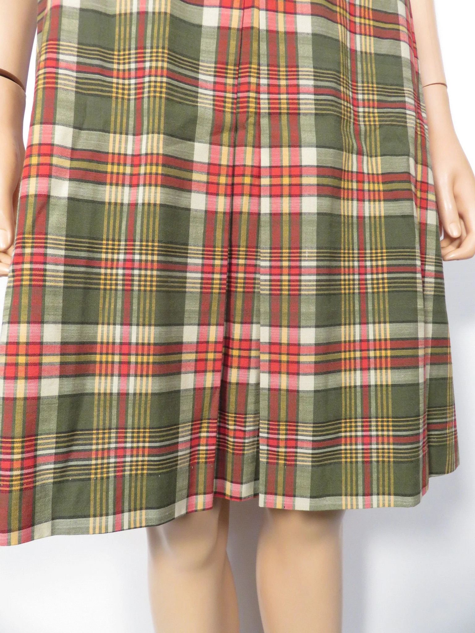 Vintage 60s Fall Plaid Cotton High Waist Pleat Front Midi Skirt Size Xs/xxs by youth park - Image 8