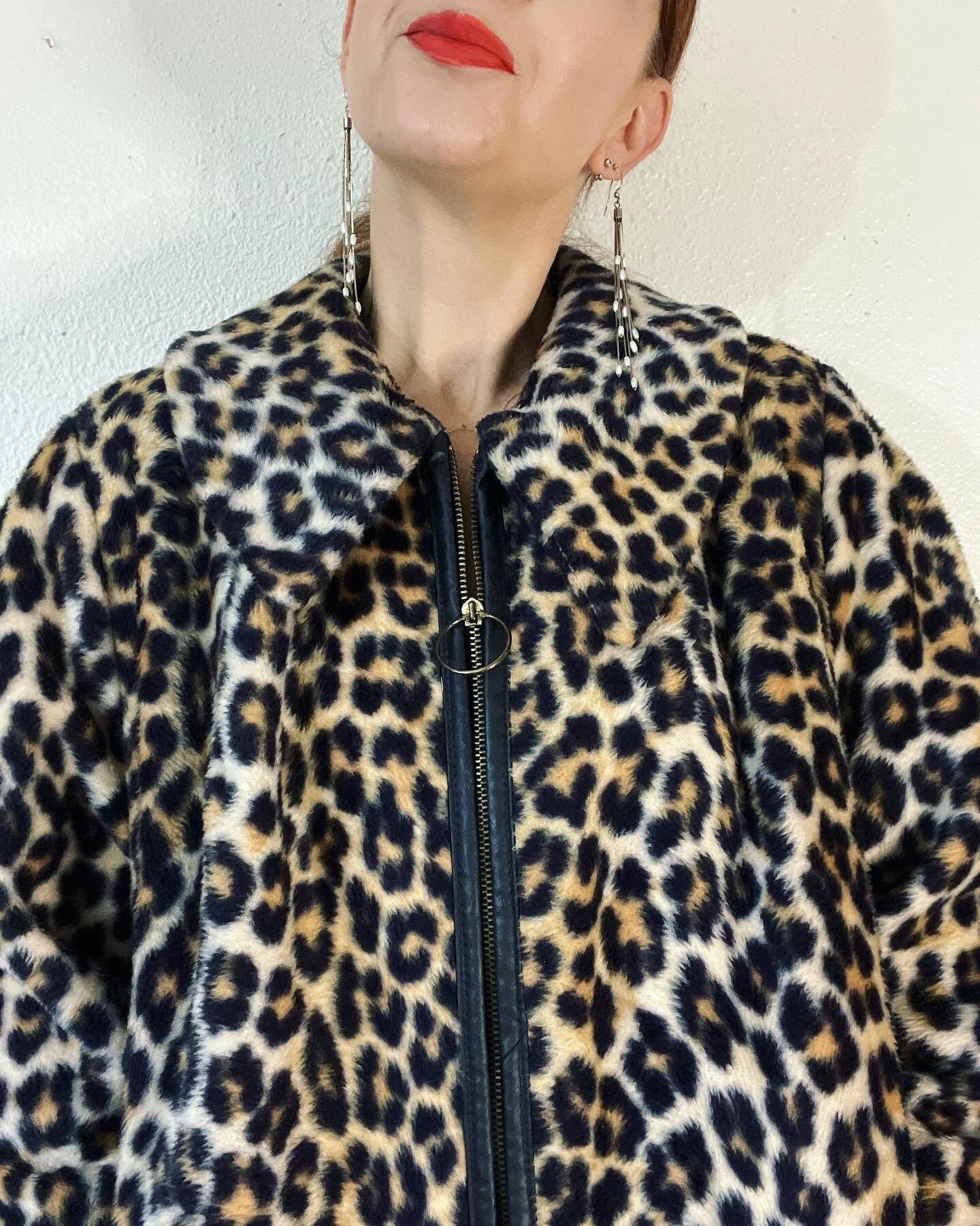 Vintage 60s Faux Fur Leopard Print Mega Mod Trapeze Coat - Image 6