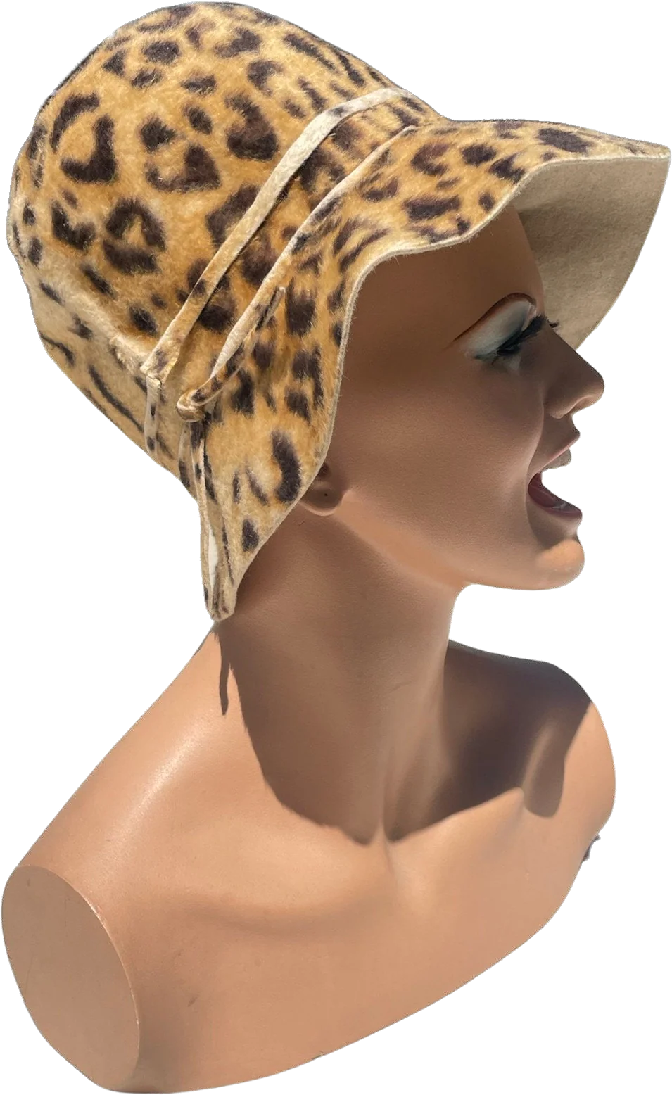 Vintage 60s Faux Leopard Hat Bucket Hat Mod Felt Animal Print Hat by Marshall Fiel And Co