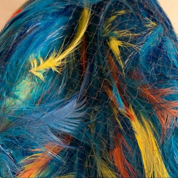 Vintage 60s Feather and Print Velvet Brimmed Hat - Image 7