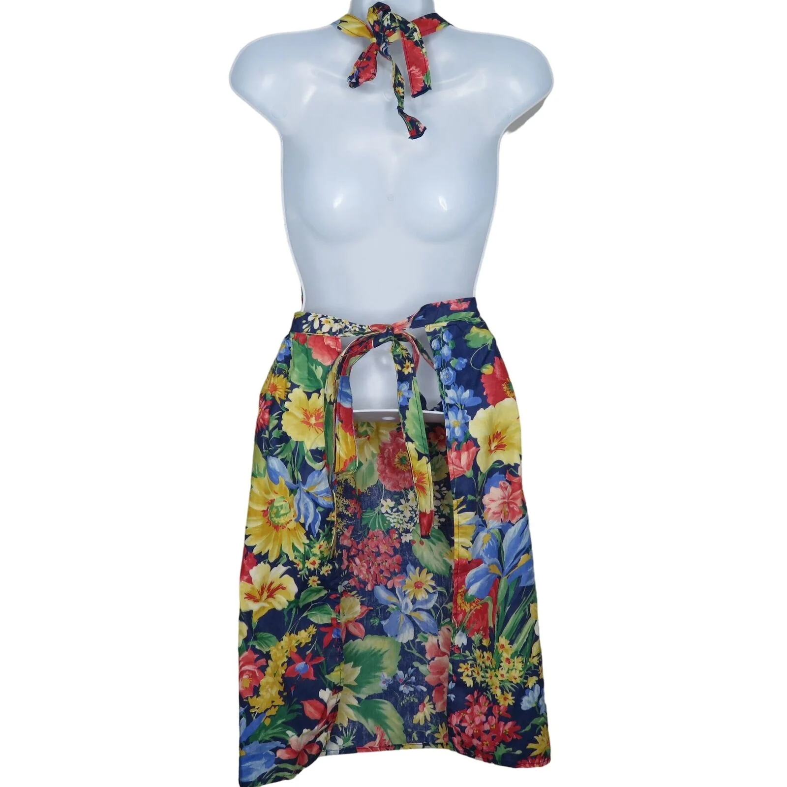 Vintage 60s Floral Bib Apron Pocket Baking Apron Made In Usa by Now Design - Image 2