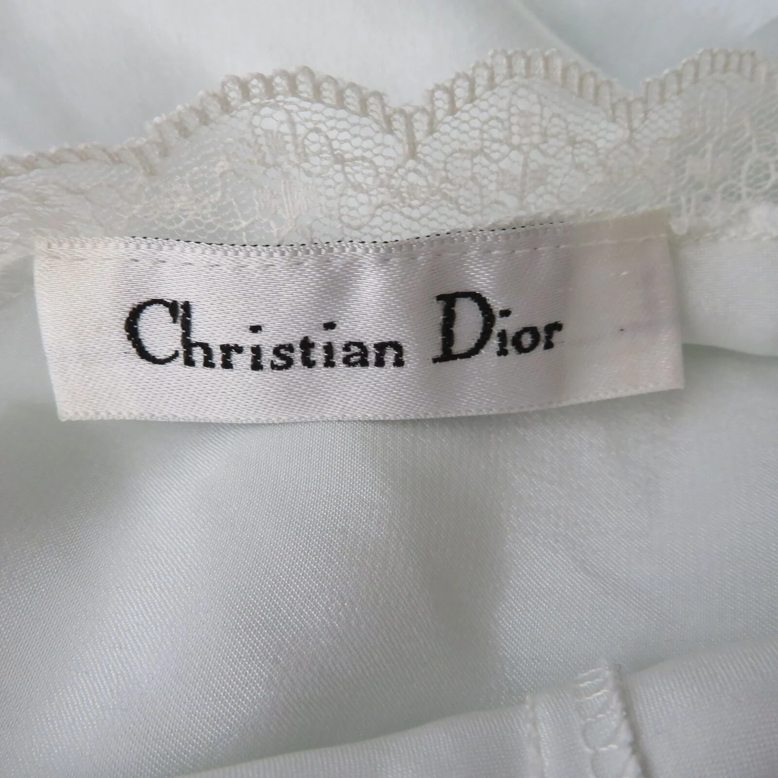 Vintage 60s Full Length Slip Nightgown S Blue Lace Logo Union Tag by Christian Dior - Image 10