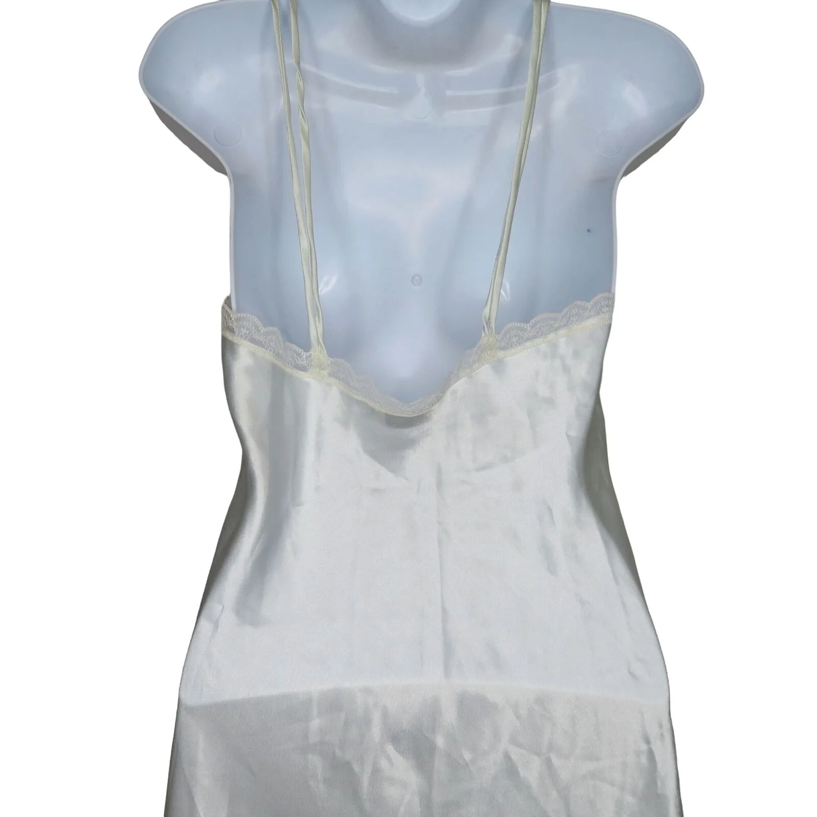 Vintage 60s Full Length Slip Nightgown S Blue Lace Logo Union Tag by Christian Dior - Image 12