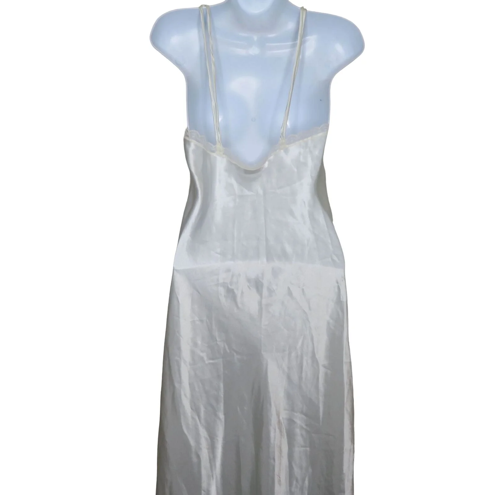 Vintage 60s Full Length Slip Nightgown S Blue Lace Logo Union Tag by Christian Dior - Image 2