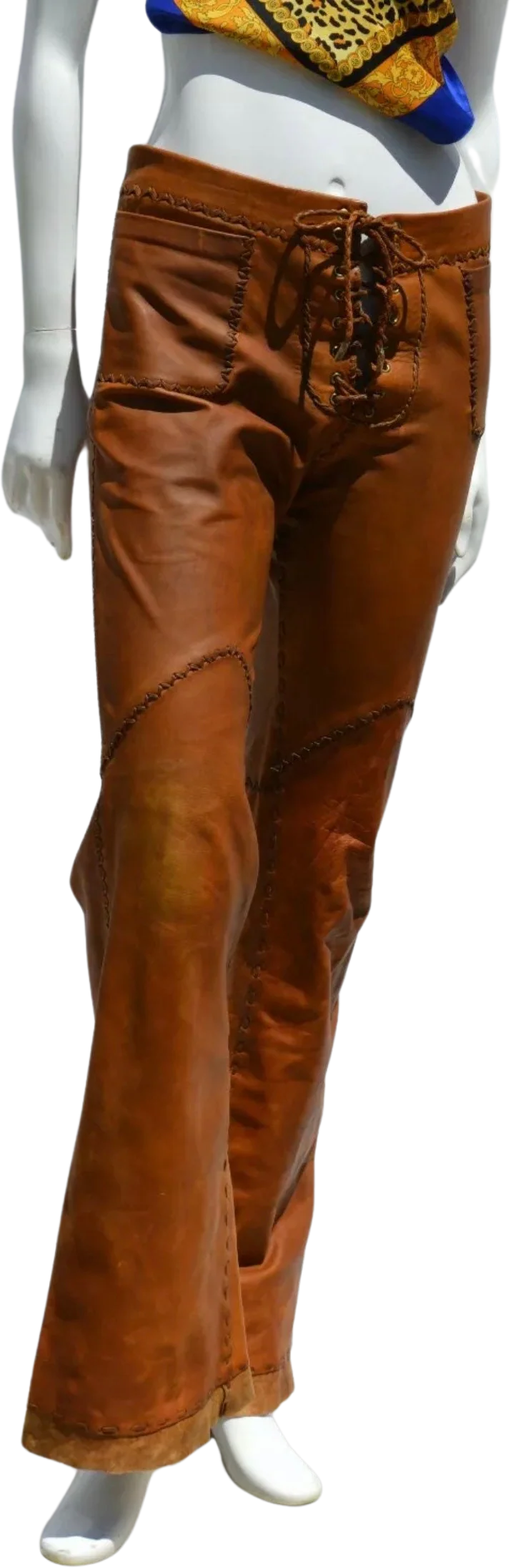 Vintage 60s Hand Made Leather Pants Hip Huggers Hot Sexy Sz M by North Beach Leather