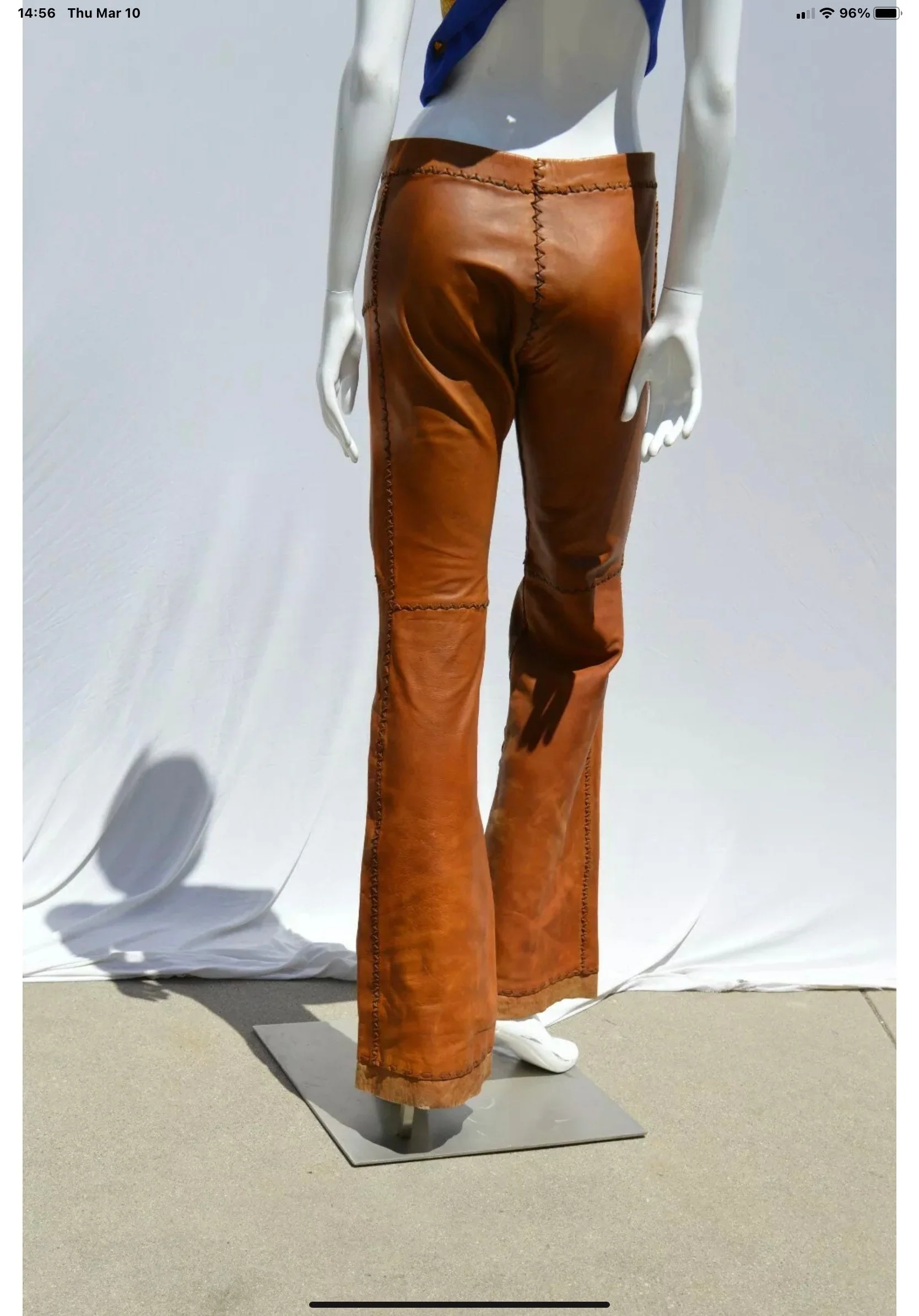 Vintage 60s Hand Made Leather Pants Hip Huggers Hot Sexy Sz M by North Beach Leather - Image 2