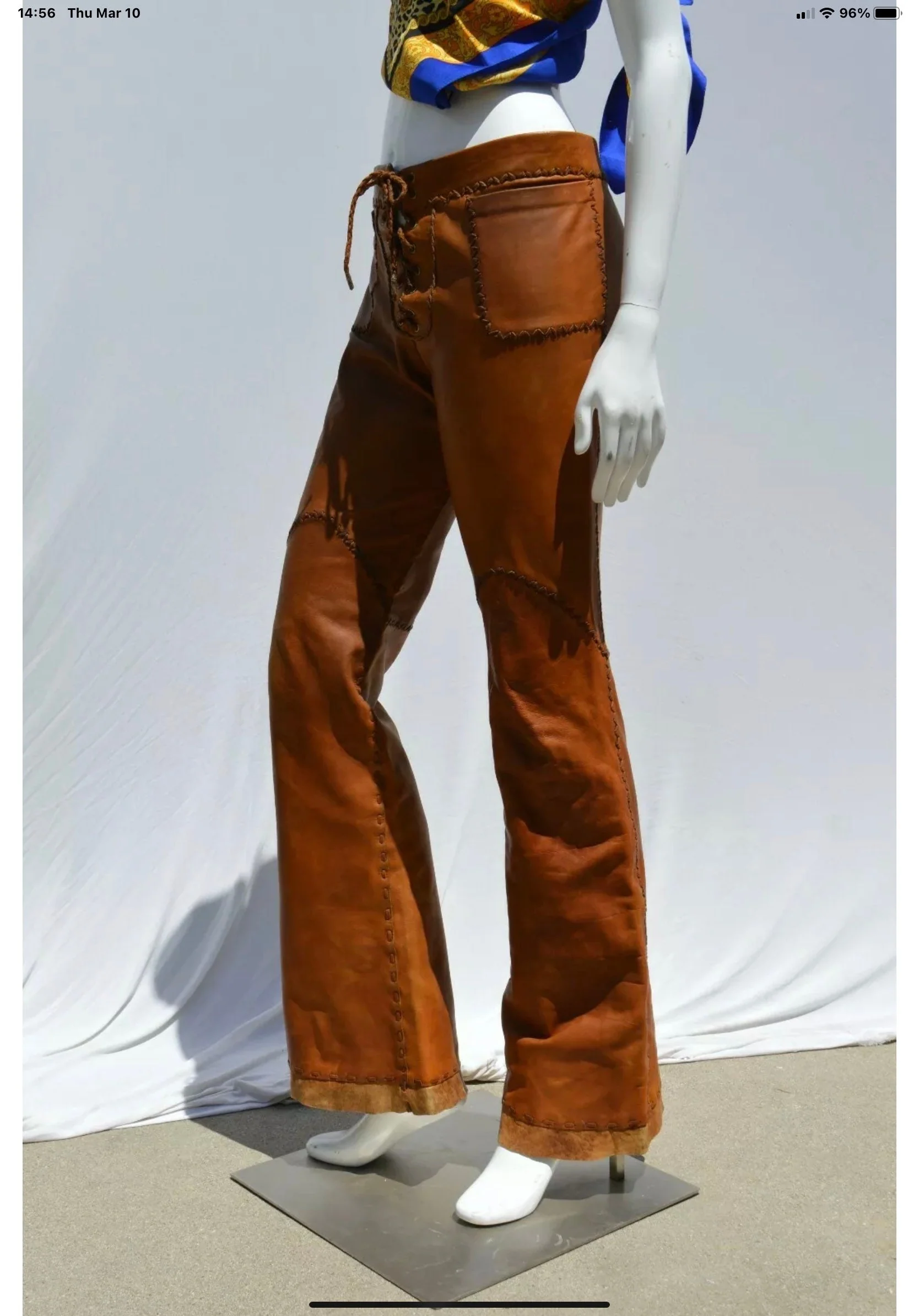 Vintage 60s Hand Made Leather Pants Hip Huggers Hot Sexy Sz M by North Beach Leather - Image 3