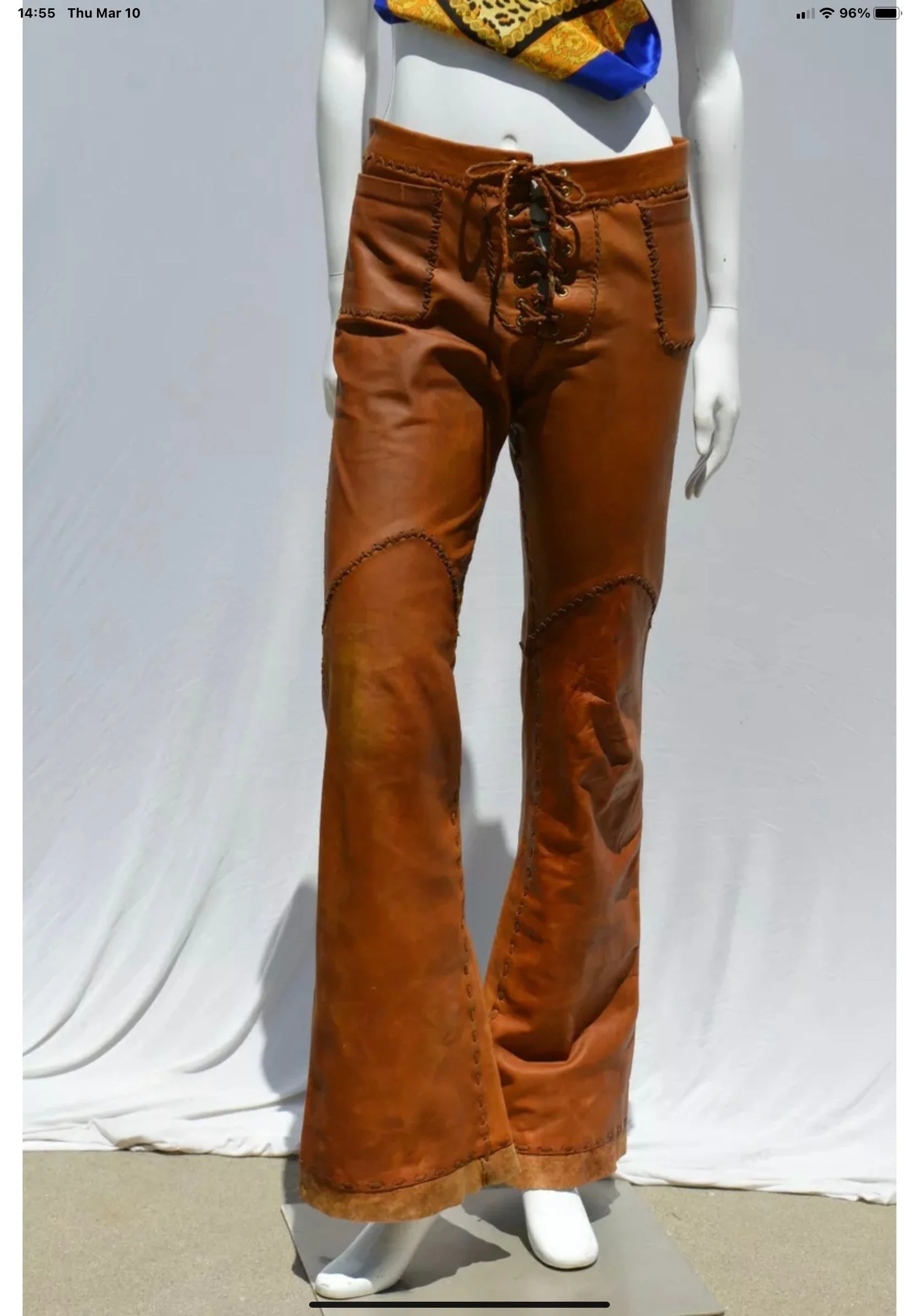Vintage 60s Hand Made Leather Pants Hip Huggers Hot Sexy Sz M by North Beach Leather - Image 4