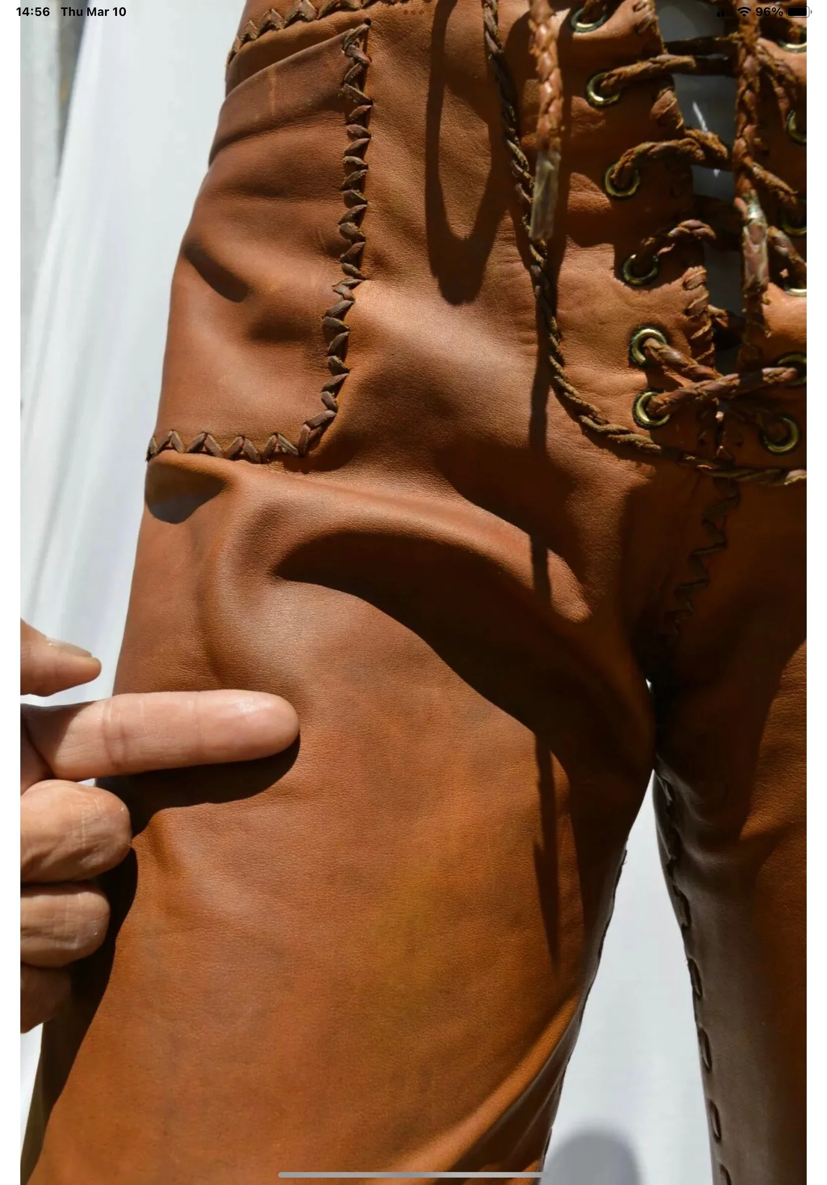 Vintage 60s Hand Made Leather Pants Hip Huggers Hot Sexy Sz M by North Beach Leather - Image 6