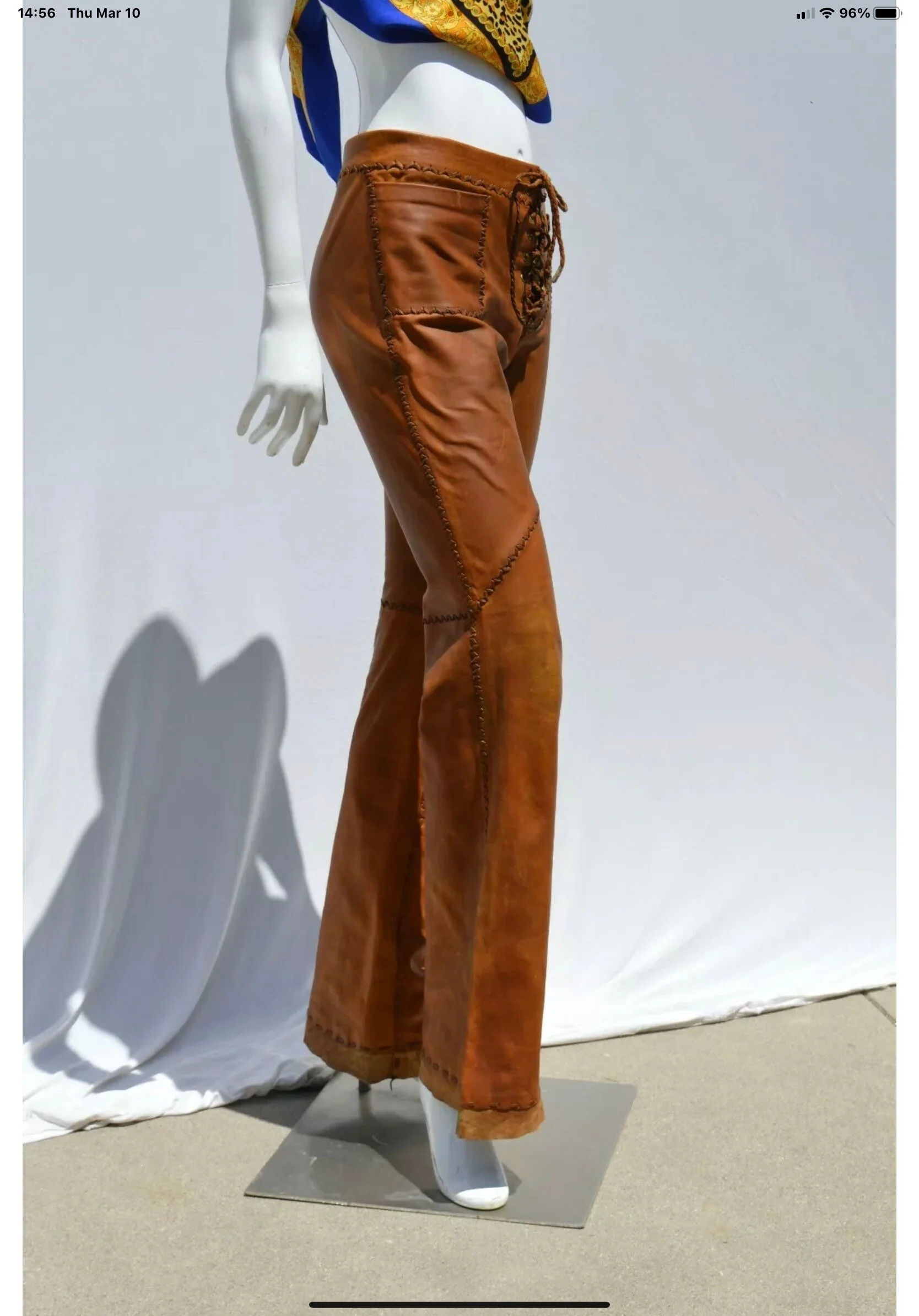 Vintage 60s Hand Made Leather Pants Hip Huggers Hot Sexy Sz M by North Beach Leather - Image 7